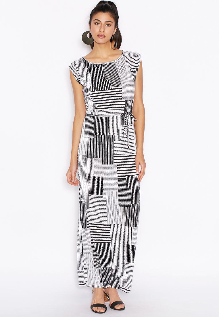 Pleated Patchwork Maxi Dress