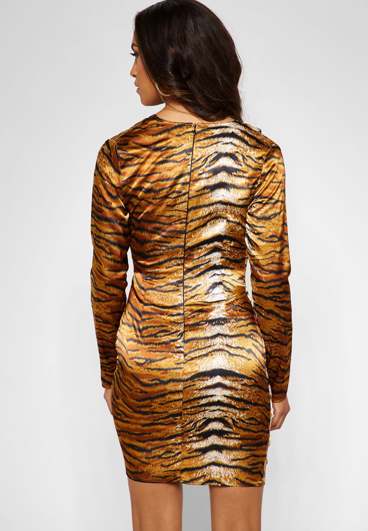 Buy Missguided prints Tiger Print Long Sleeve Mini Dress for Women in ...