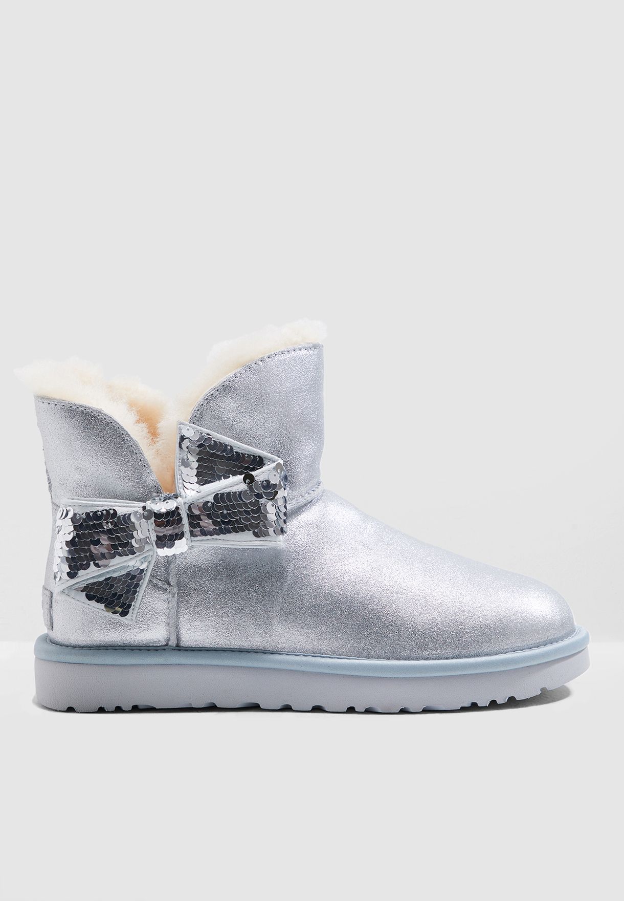 Buy silver Mini Sequin Bow Bootie for 