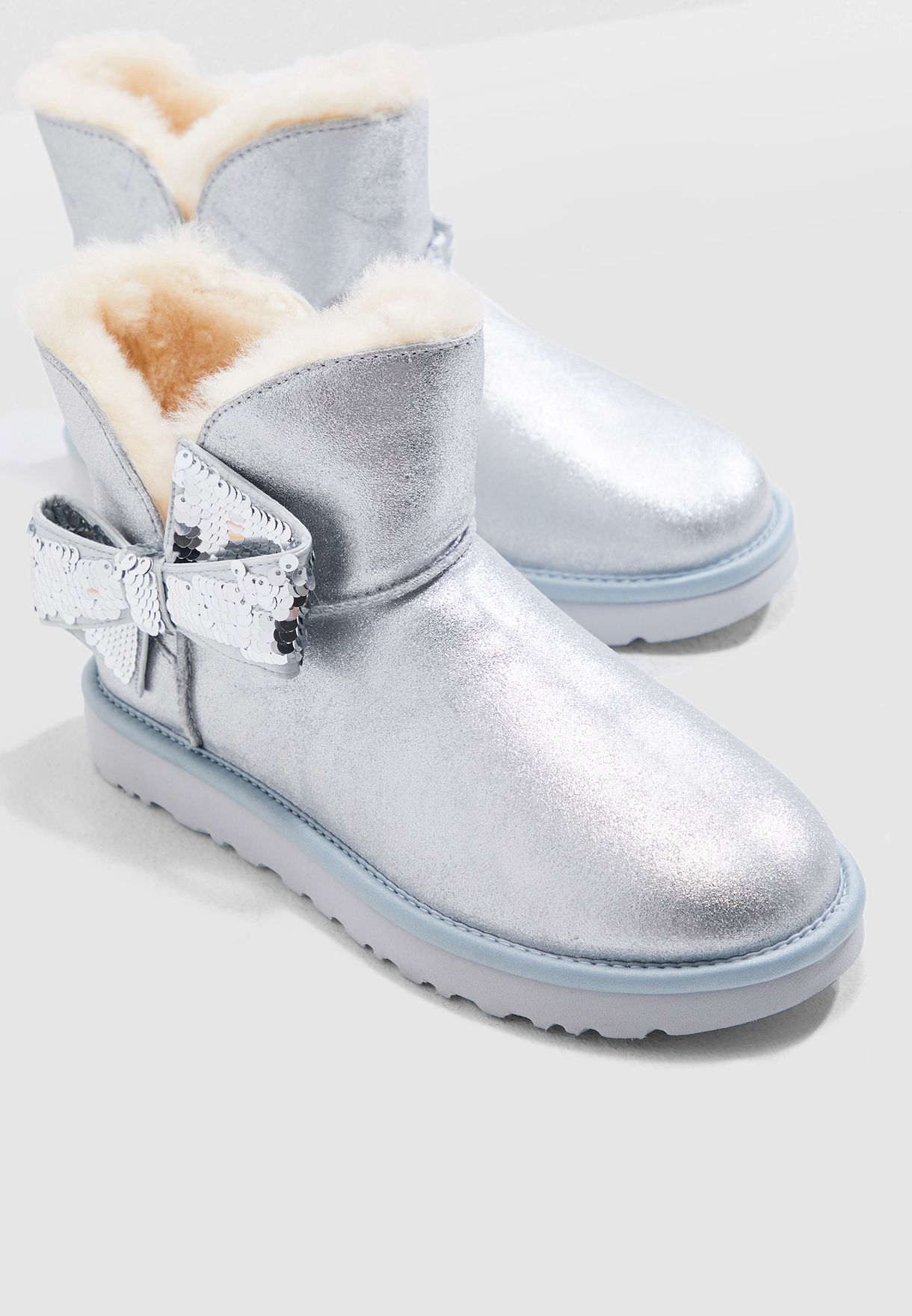 Buy silver Mini Sequin Bow Bootie for 