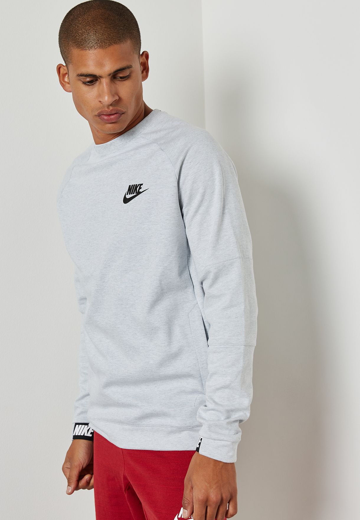 Buy Nike White Av15 Fleece Sweatshirt For Men In Mena Worldwide 861744 051 [ 1760 x 1220 Pixel ]
