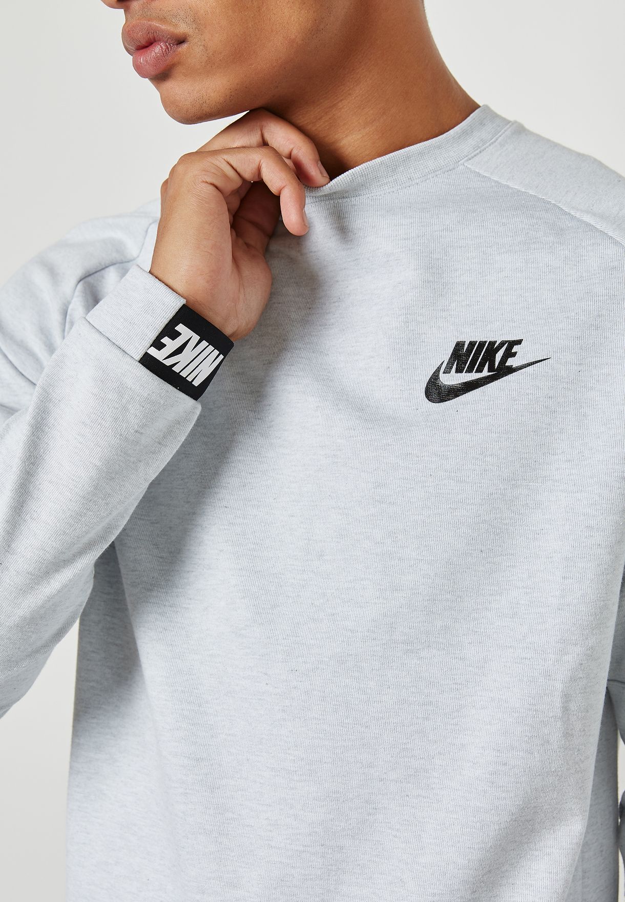 Buy Nike White Av15 Fleece Sweatshirt For Men In Mena Worldwide 861744 051 [ 1760 x 1220 Pixel ]