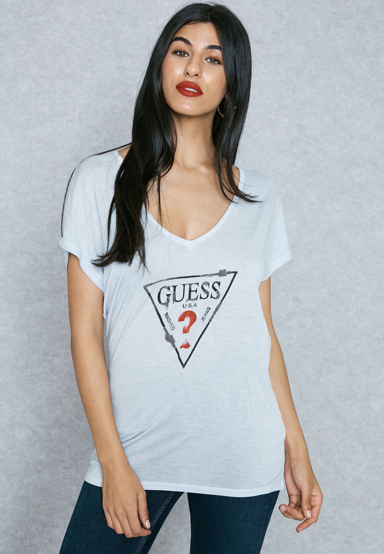 Buy Guess Blue Logo Boxy T Shirt For Women In Kuwait City Other Cities W72i57k4om0