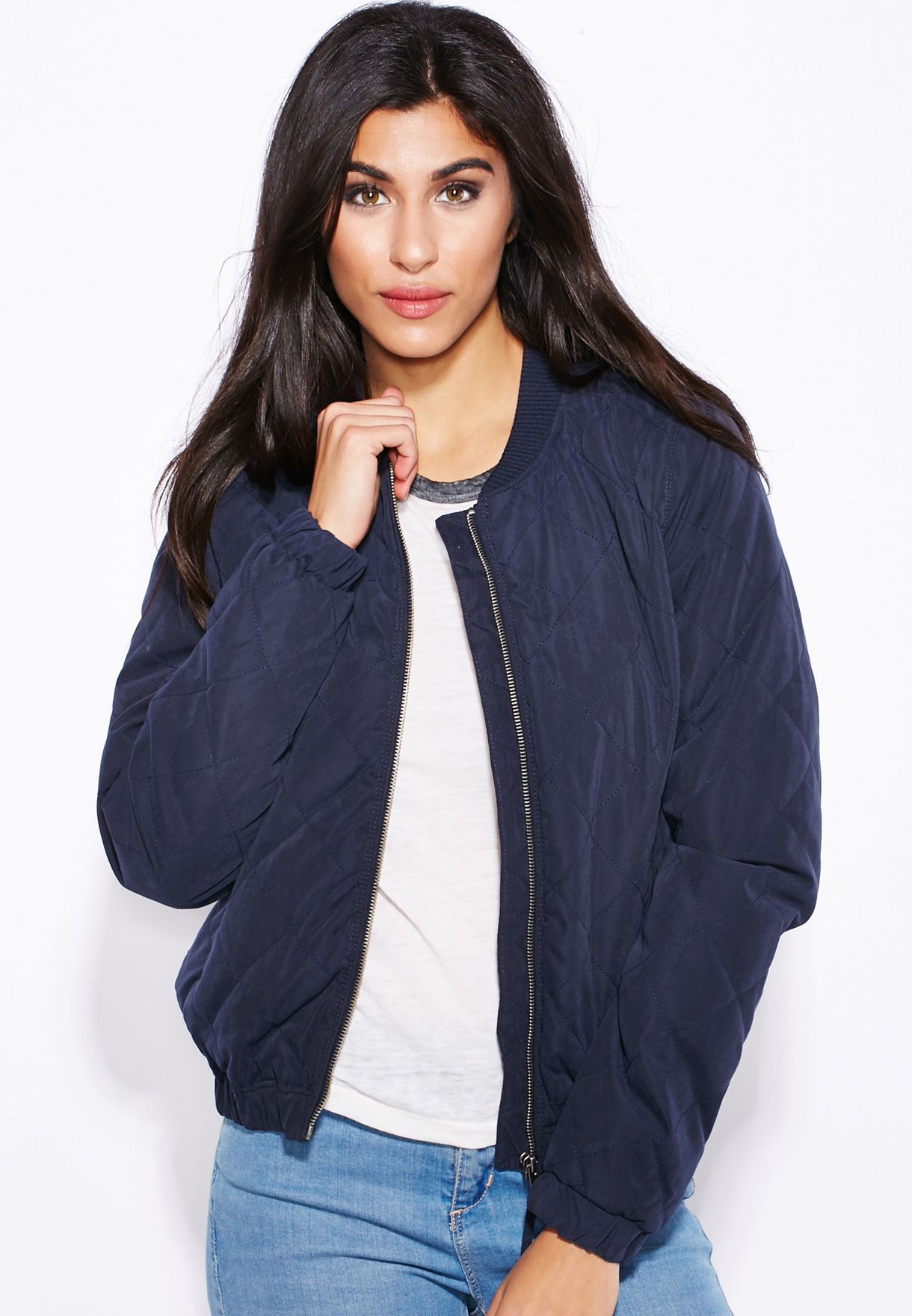 Buy Jacqueline De Yong blue Quilted Bomber for in MENA, Worldwide