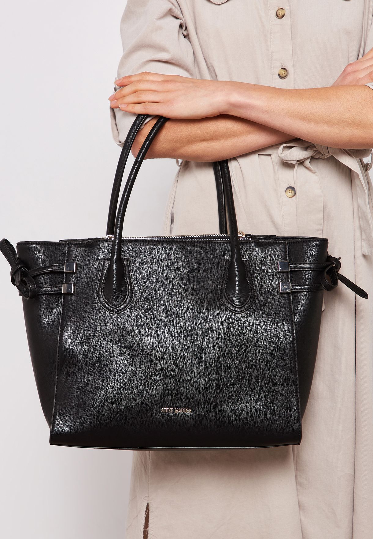 steve madden black tote bag