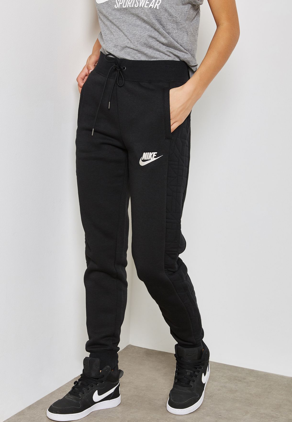 Buy Nike black Quilt Cuffed Sweatpants 