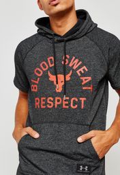 Details about   Under Armour UA Project Rock Blood Sweat Respect Hoodie Mens Short Sleeve Yellow