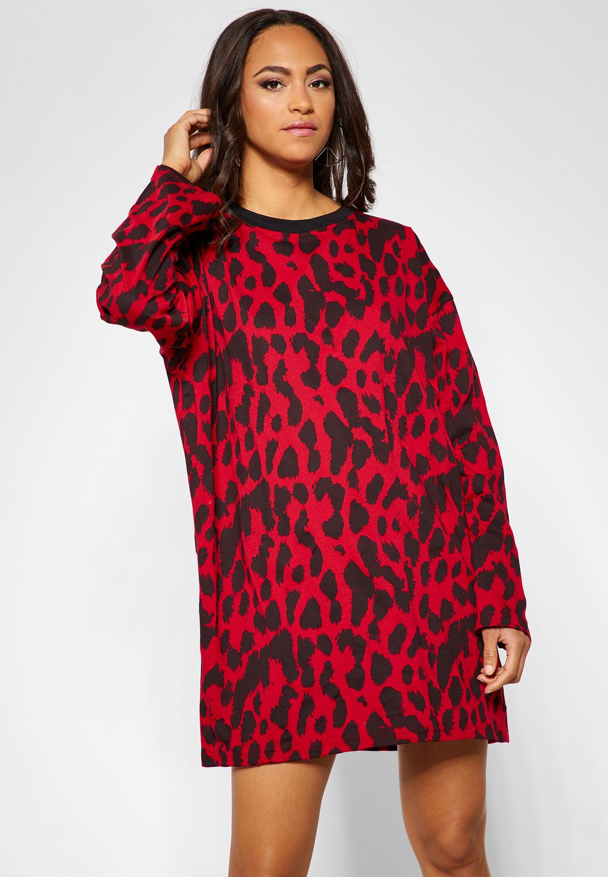 leopard print oversized shirt dress