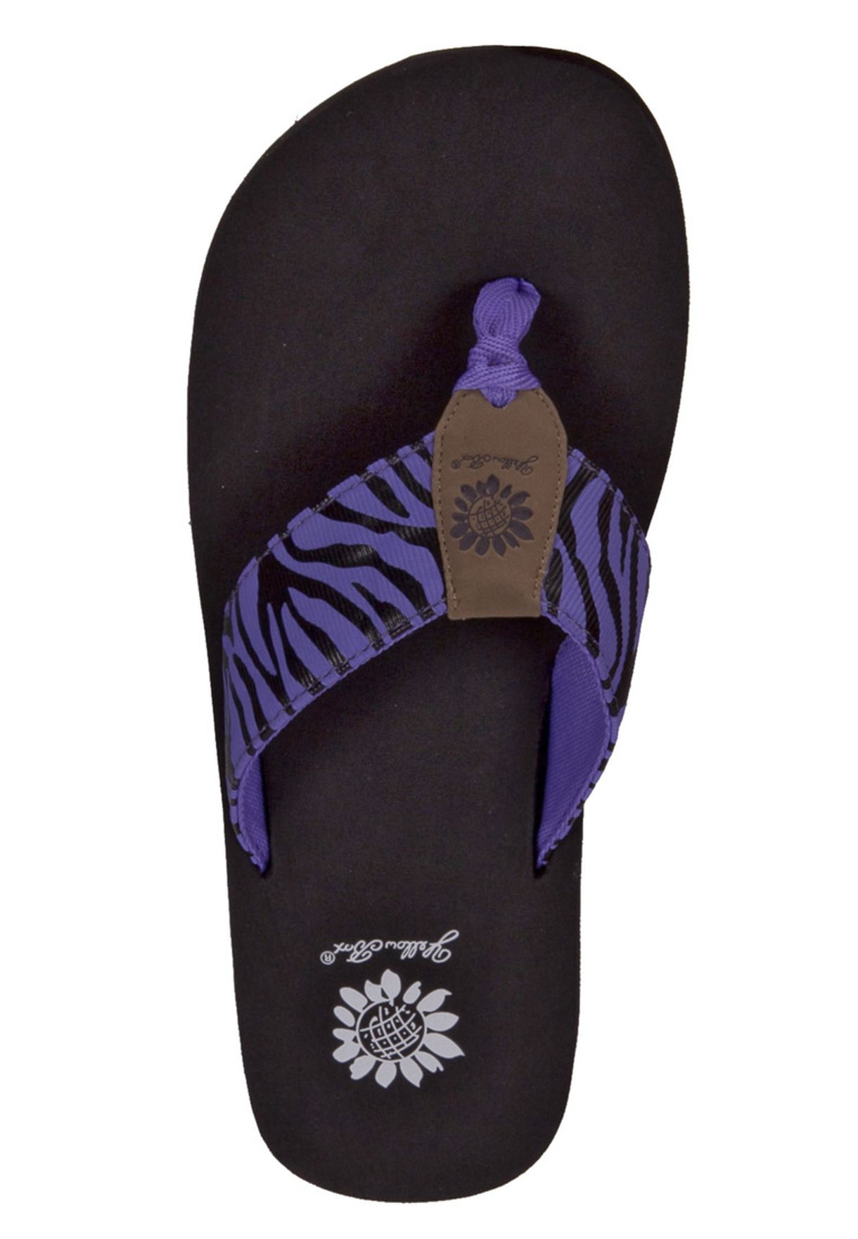 purple yellow box flip flops