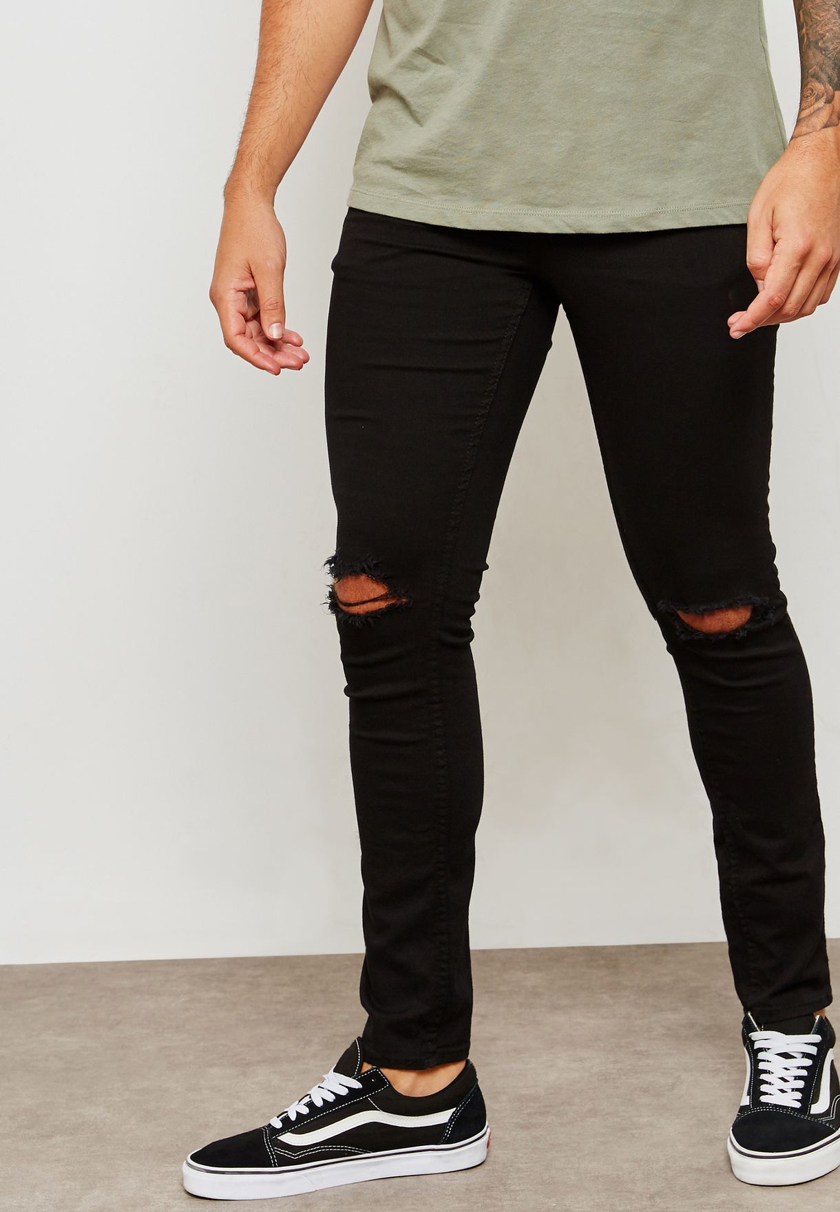 sp black ripped knee skinny jeans