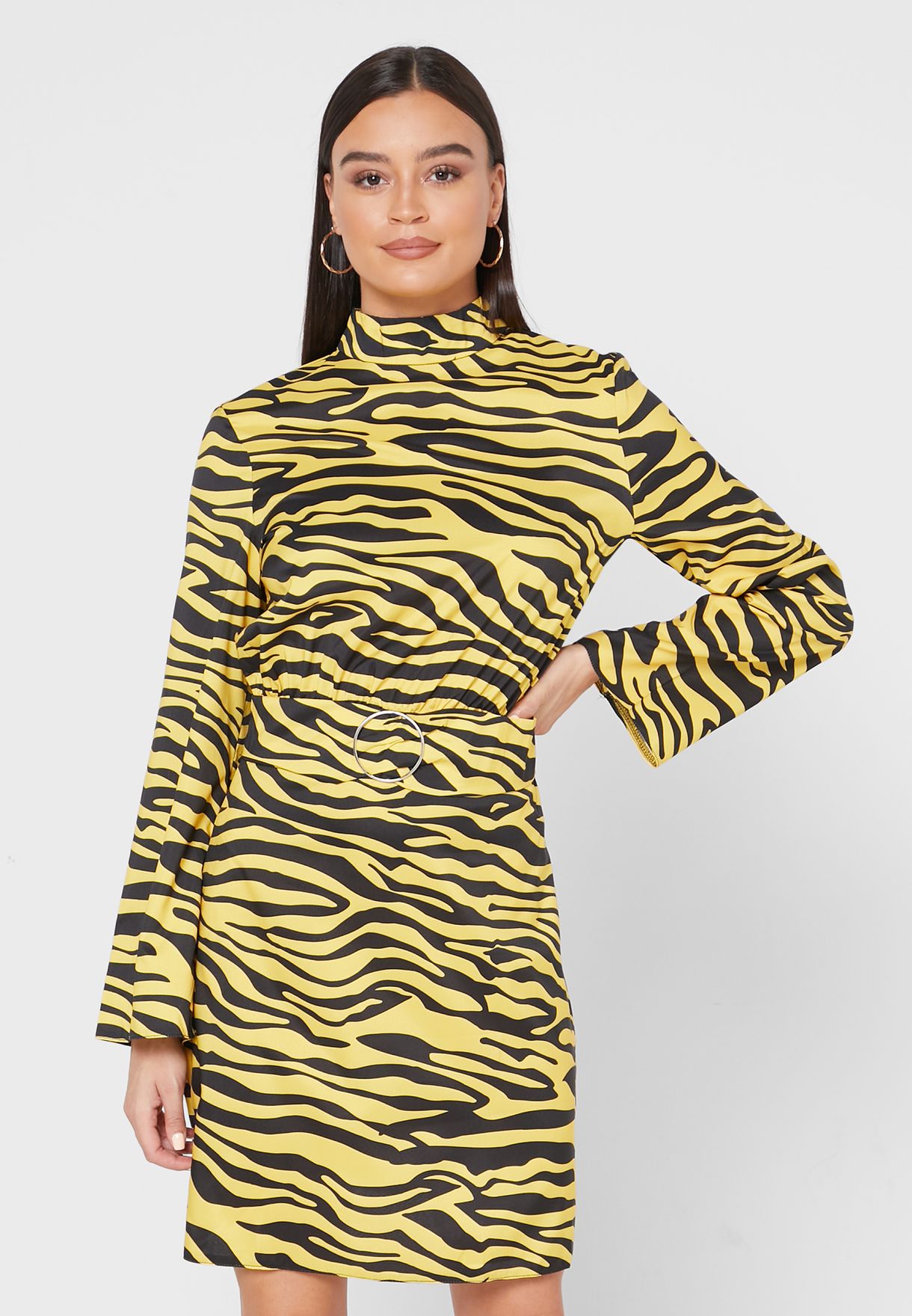 yellow zebra print dress