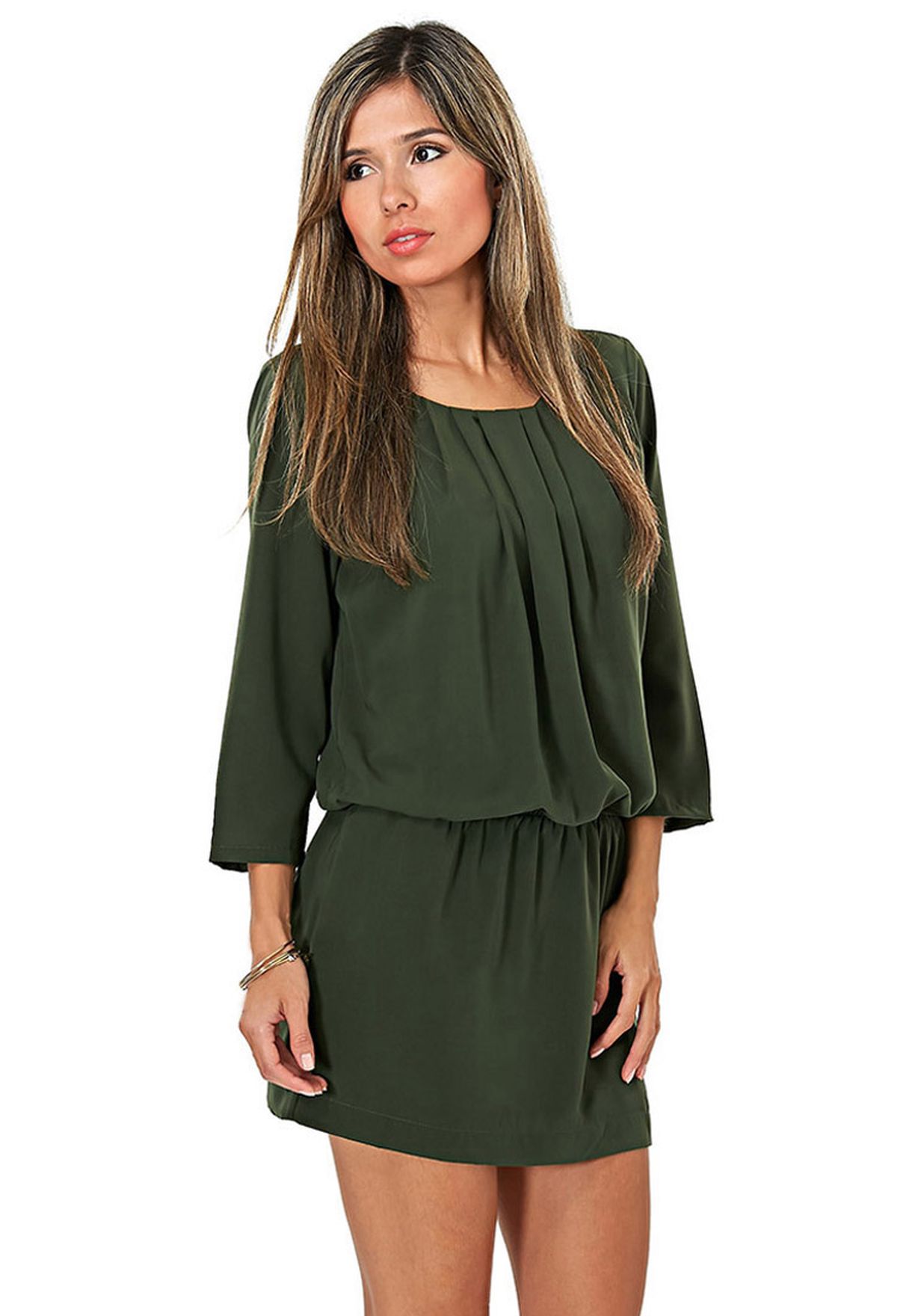 blouson dress with sleeves