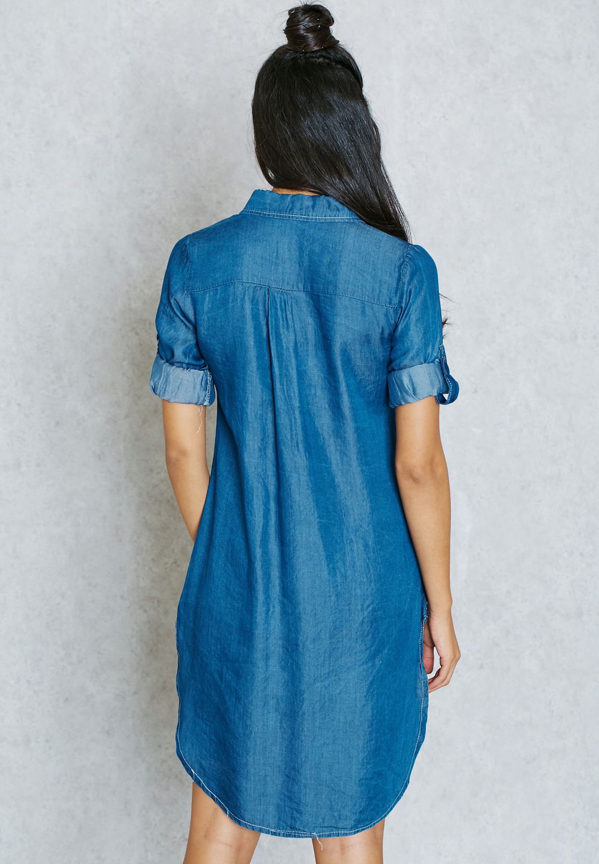 hi low denim shirt dress