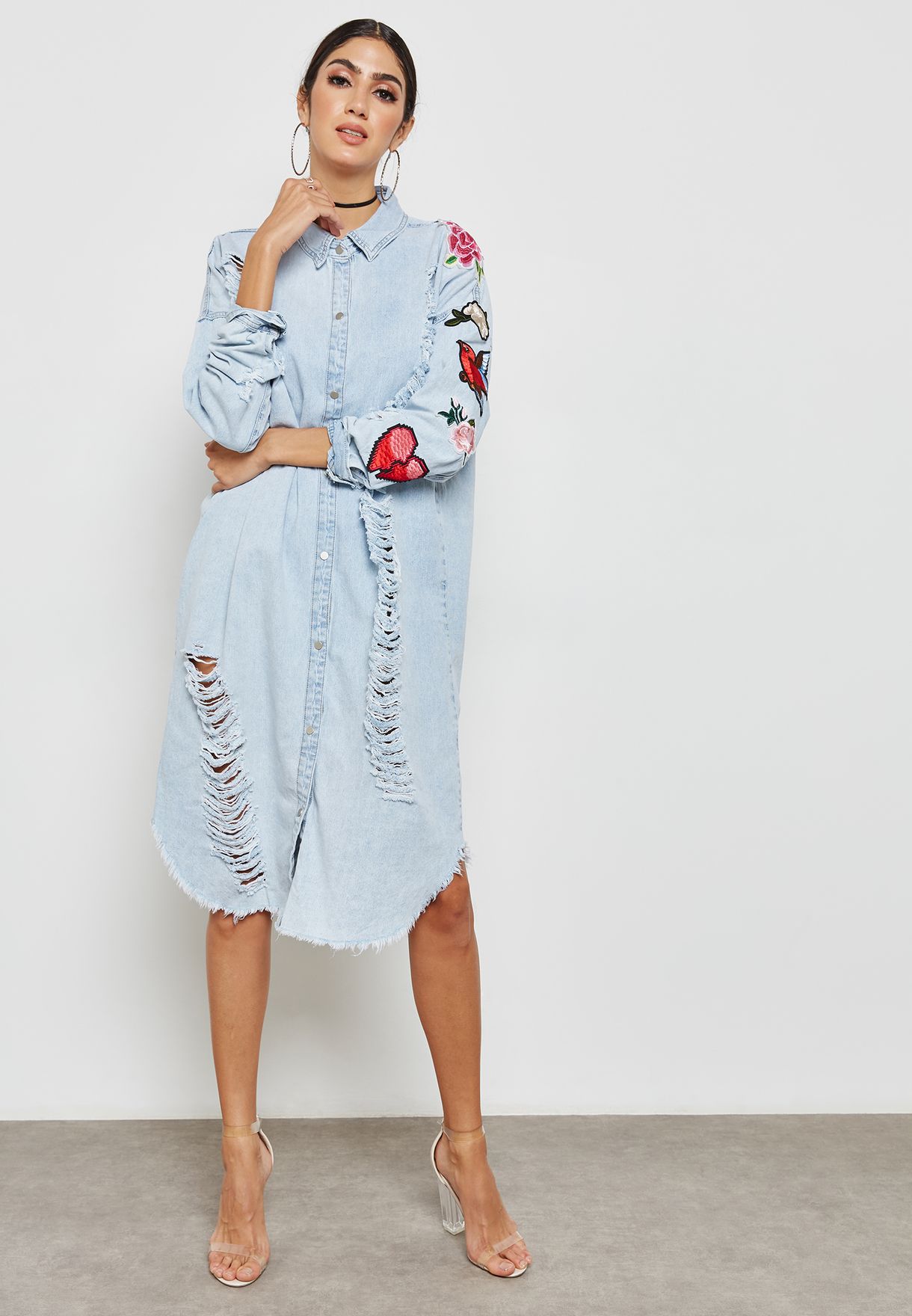 ripped denim dress