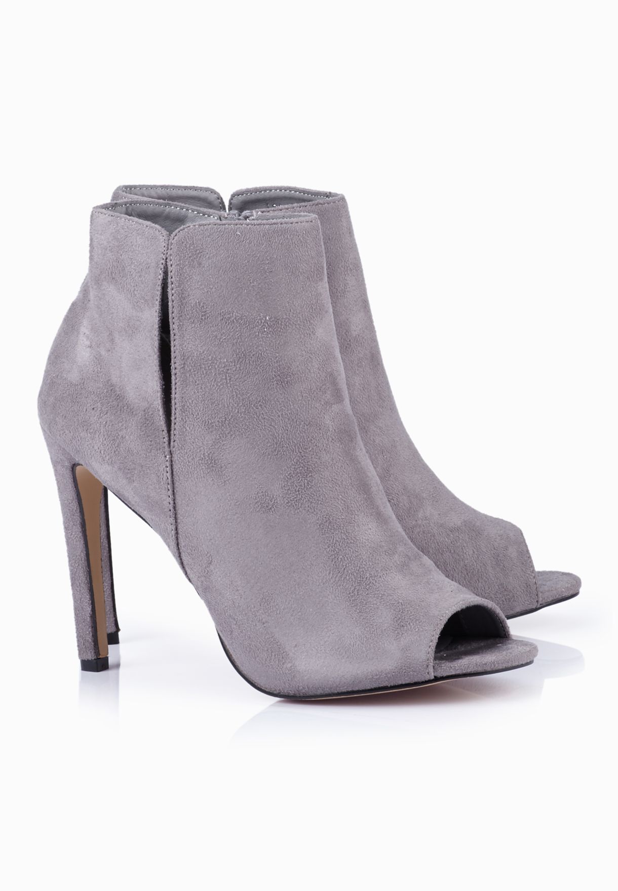 grey cut out booties