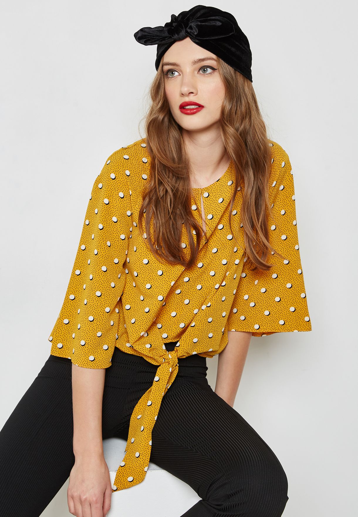 miss selfridge polka dot top