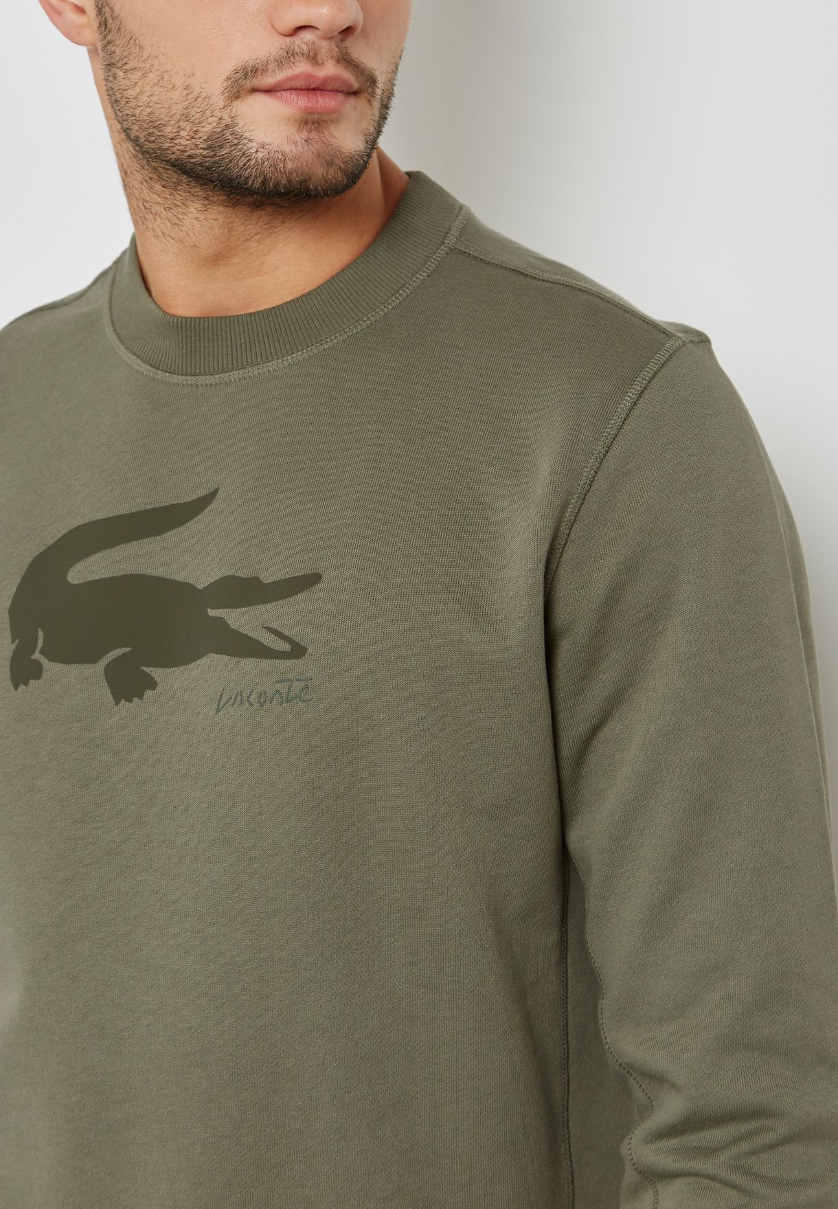 lacoste olive green sweatshirt