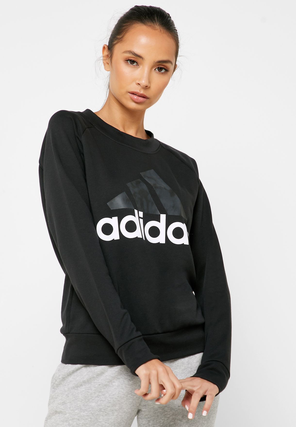 Buy adidas black Essential Linear Sweatshirt for Kids in MENA, Worldwide