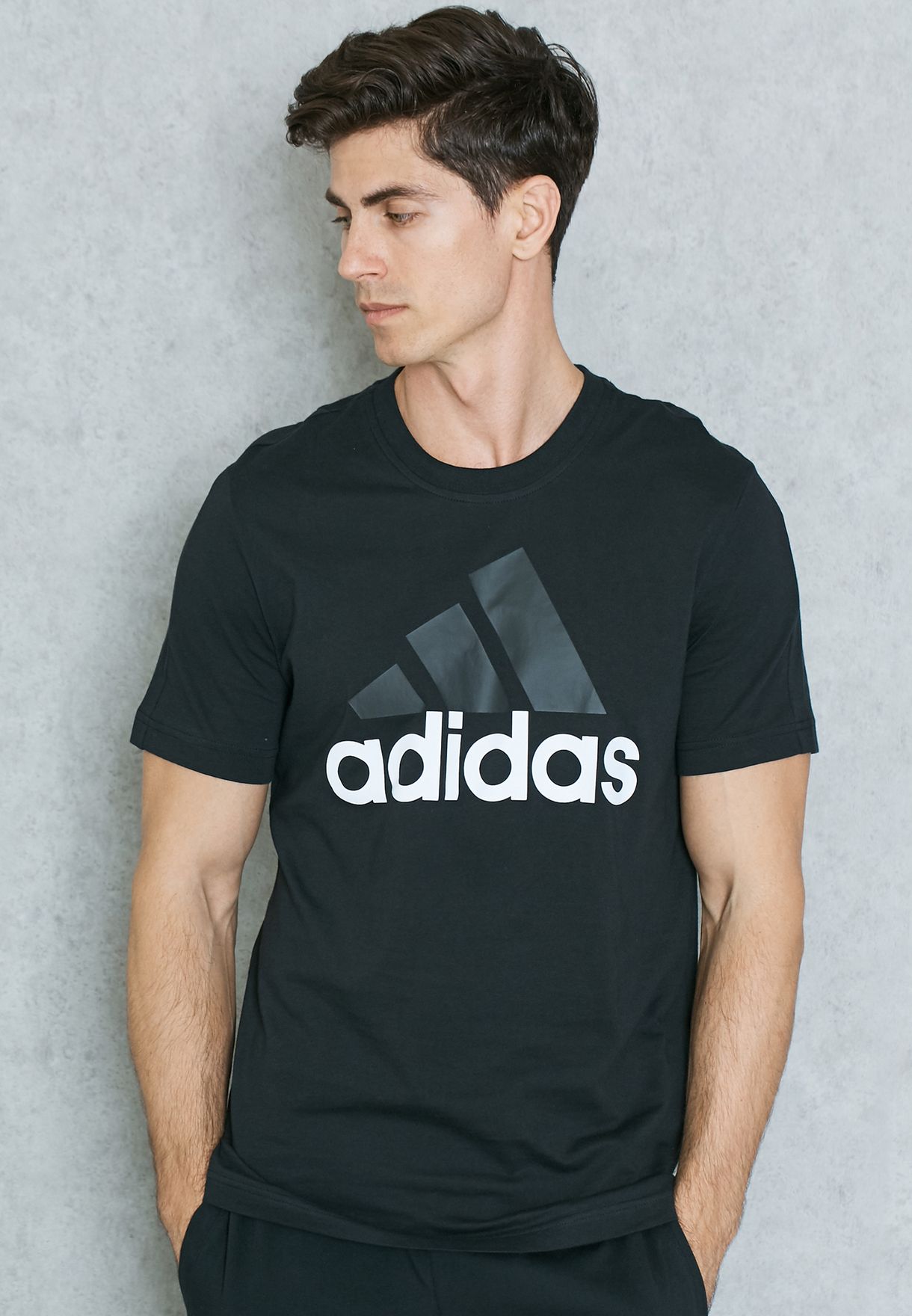 adidas black Essential Linear T-Shirt 