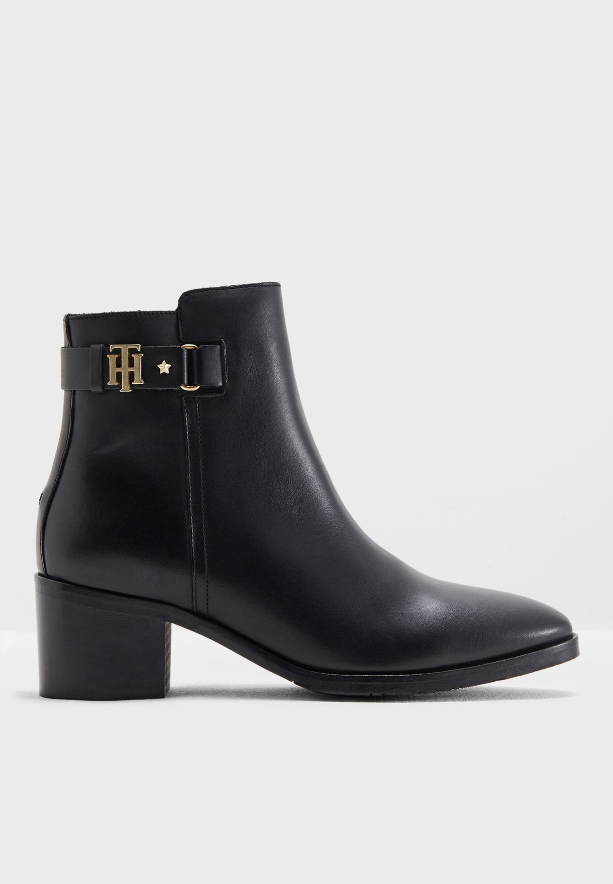 TH Buckle Mid Heel Boot Leather 