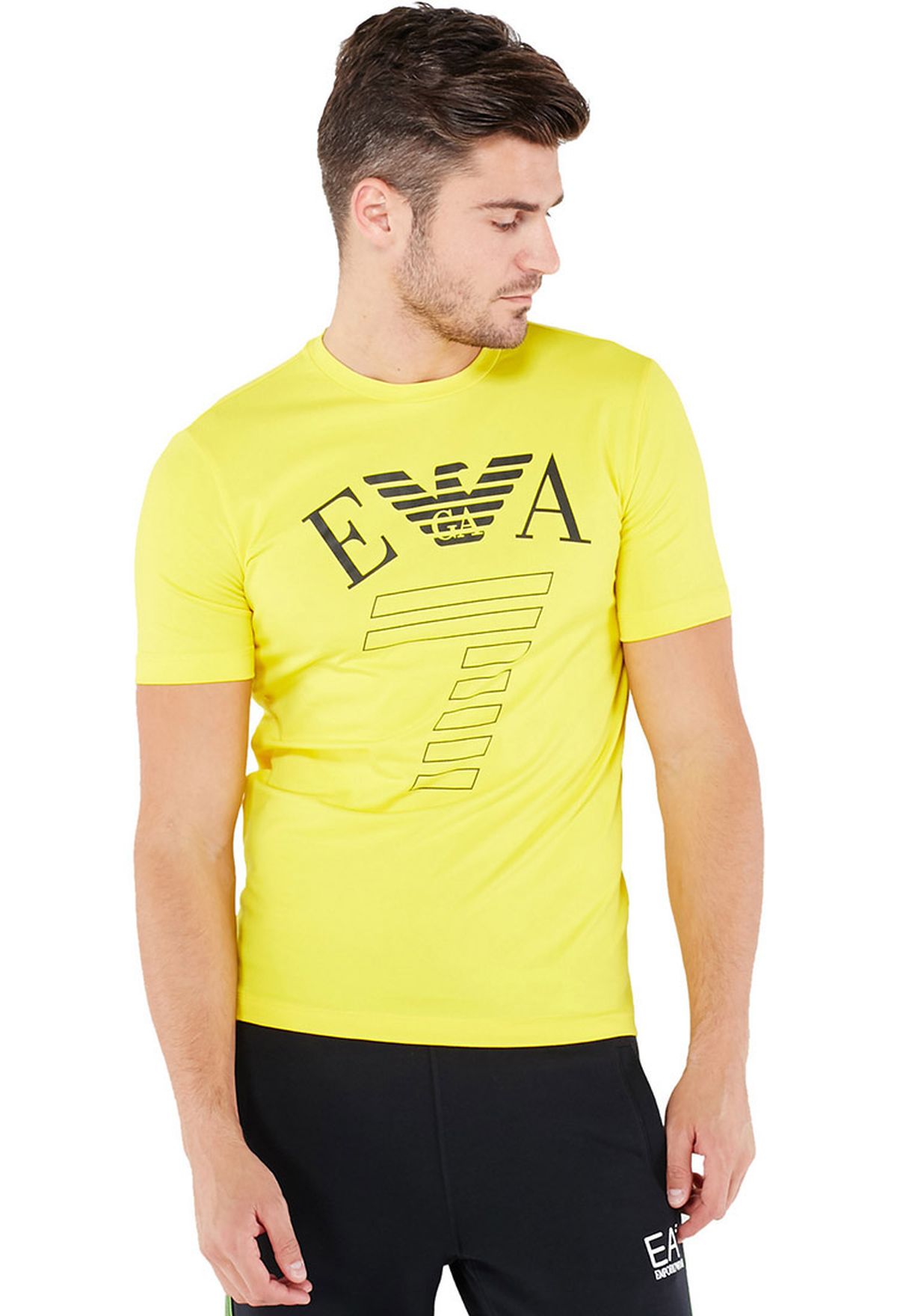 Buy Ea7 Emporio Armani yellow Graphic T-Shirt for Men in MENA, Worldwide