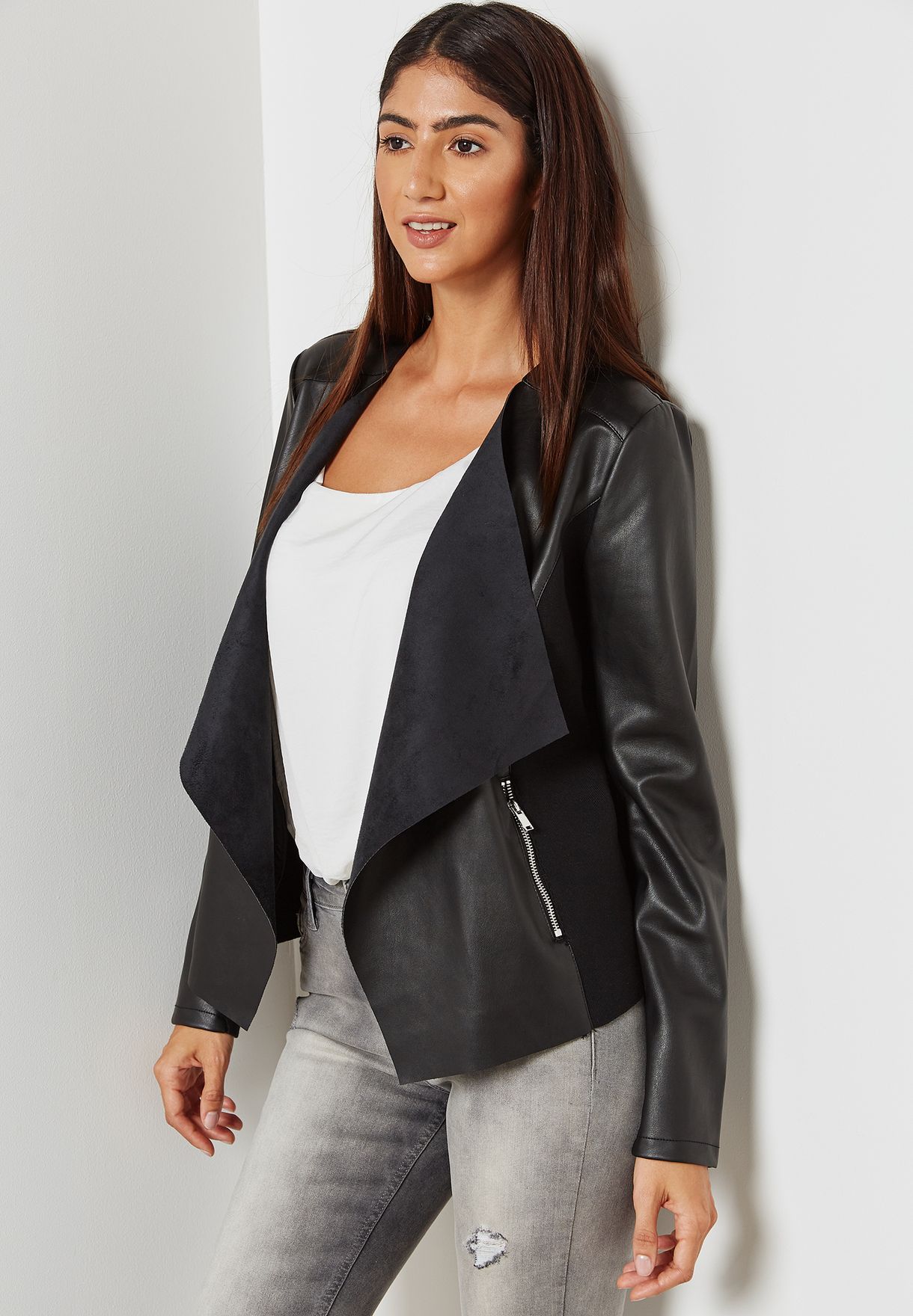 dorothy perkins waterfall leather jacket