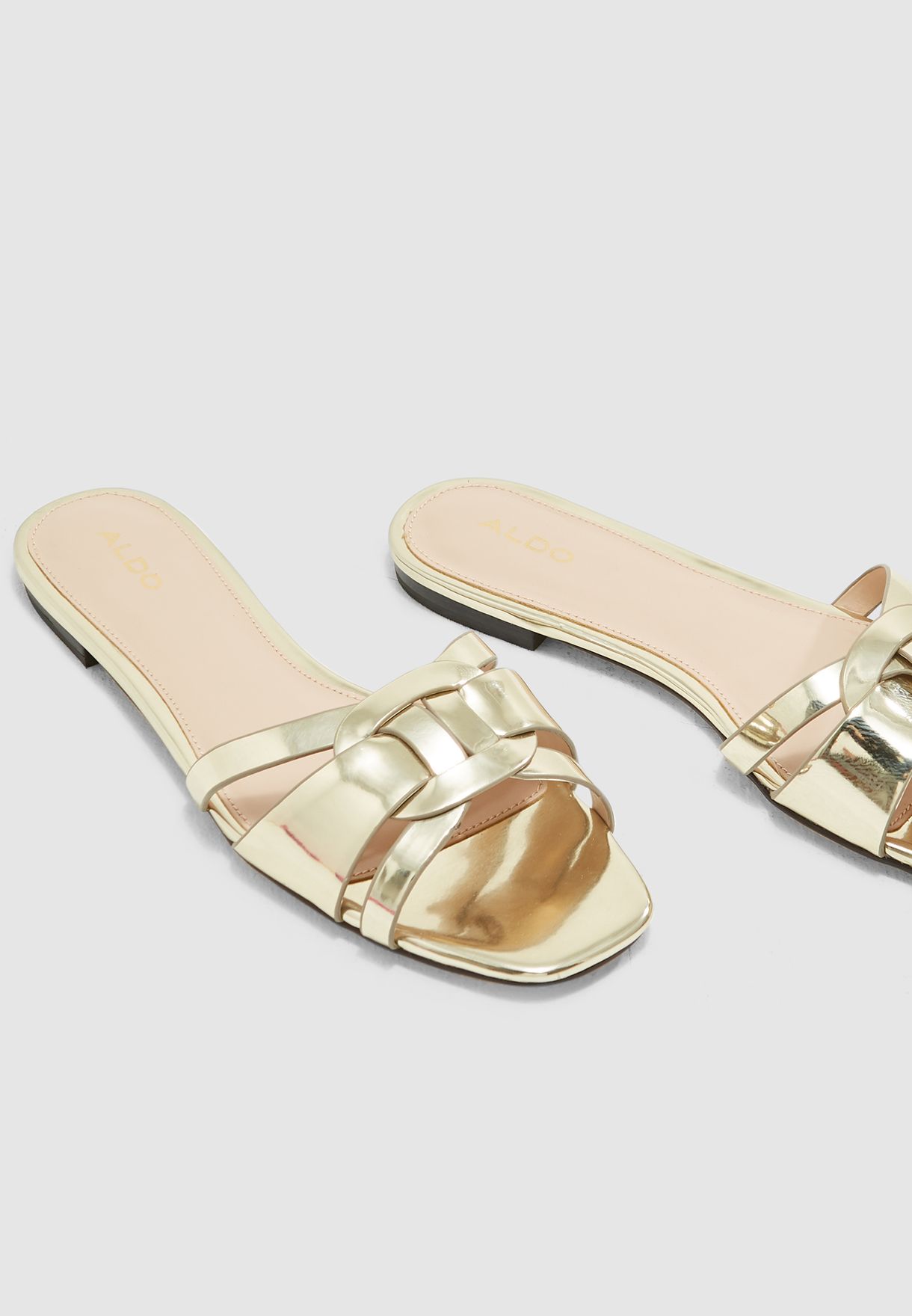 aldo gold flat sandals