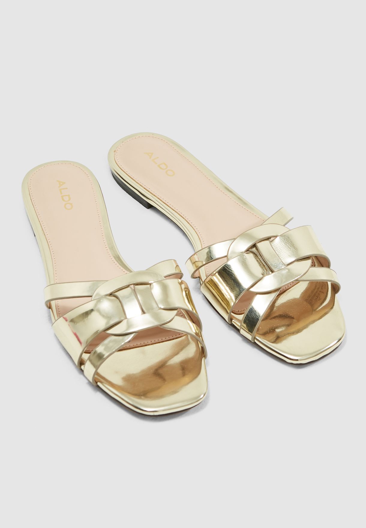 aldo gold sandals flat