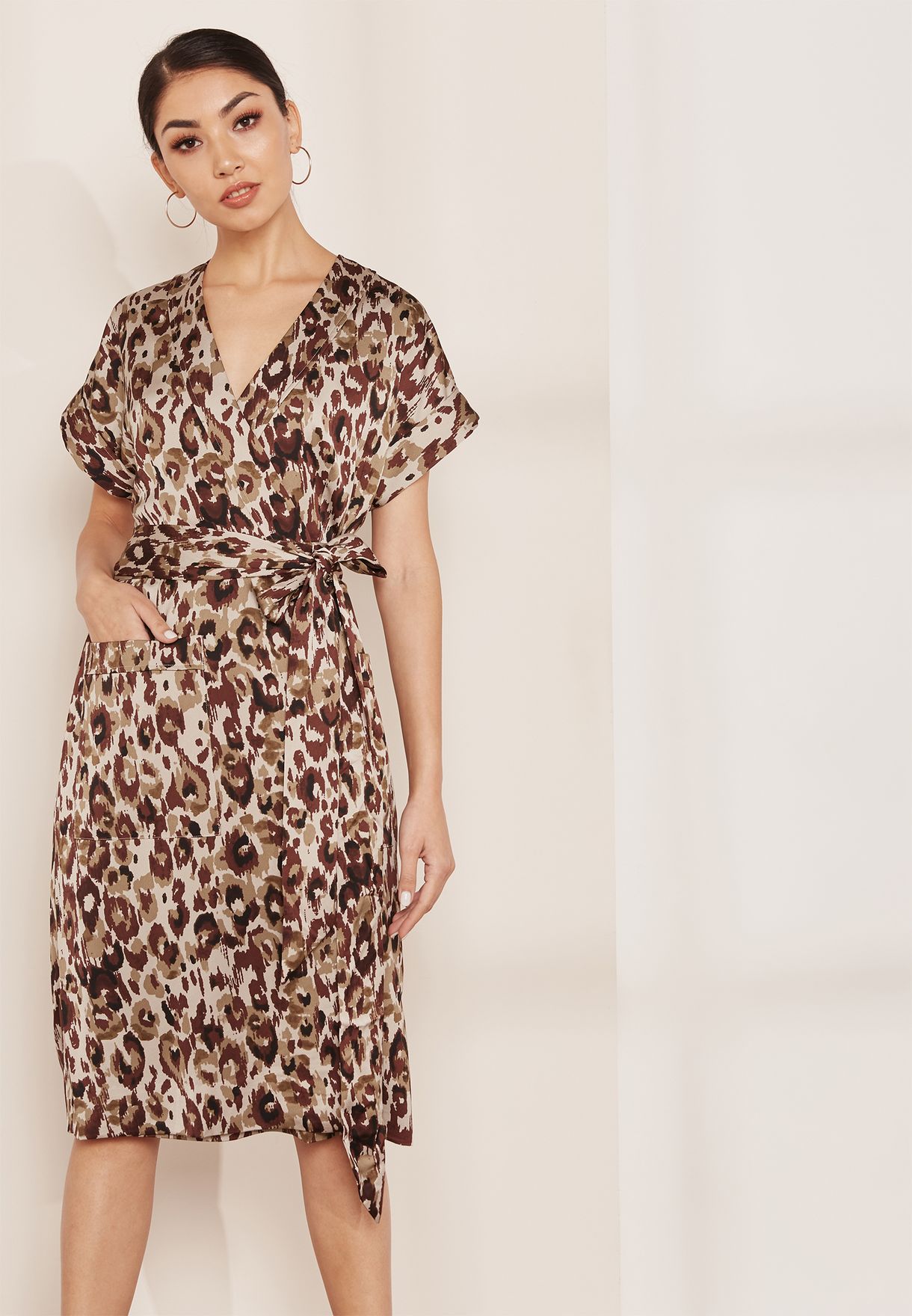 leopard print silk wrap dress