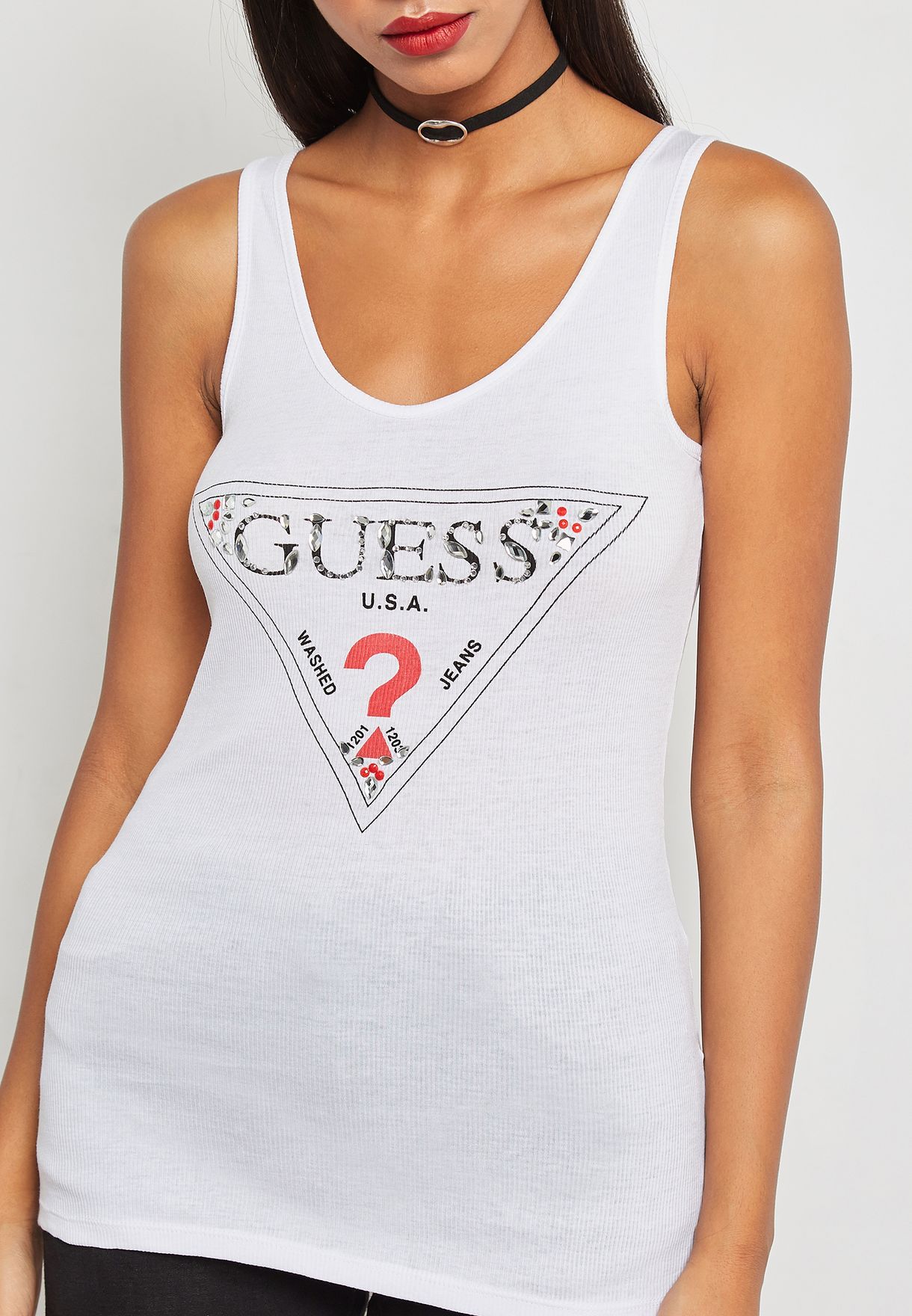 guess white tank top