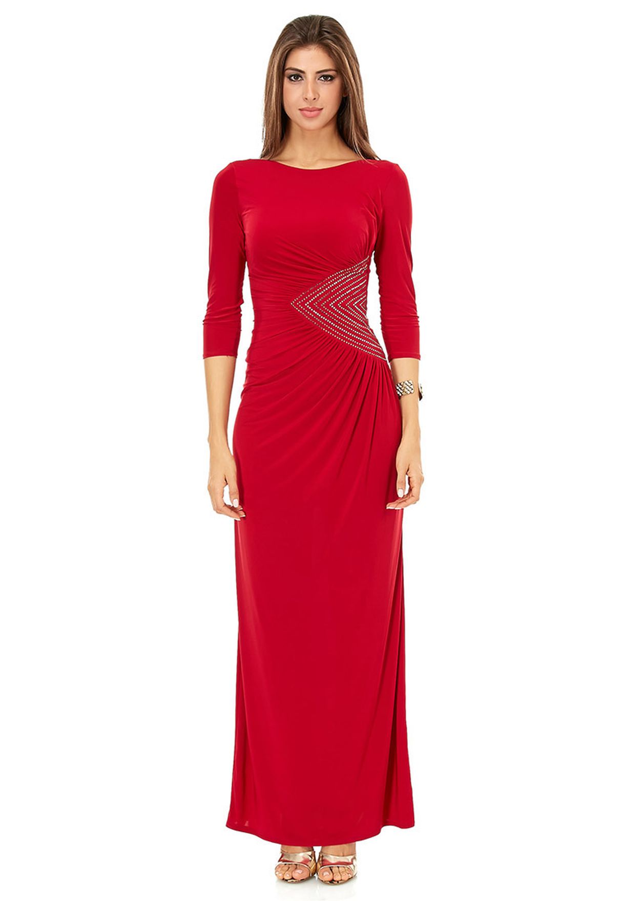 Buy Goddiva red Side Embellished Dress for Women in MENA, Worldwide
