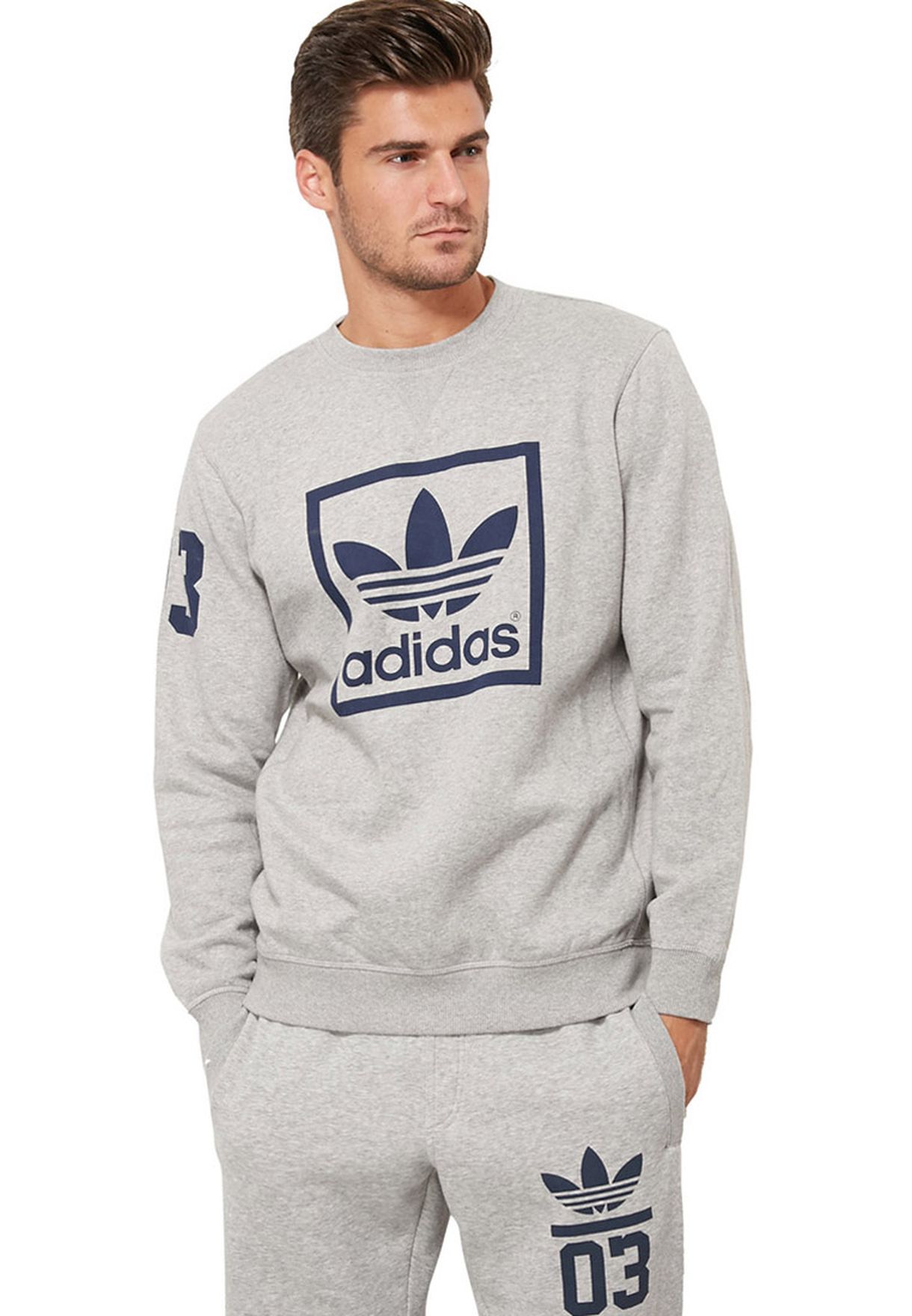 adidas originals 3 stripe trefoil sweatshirt