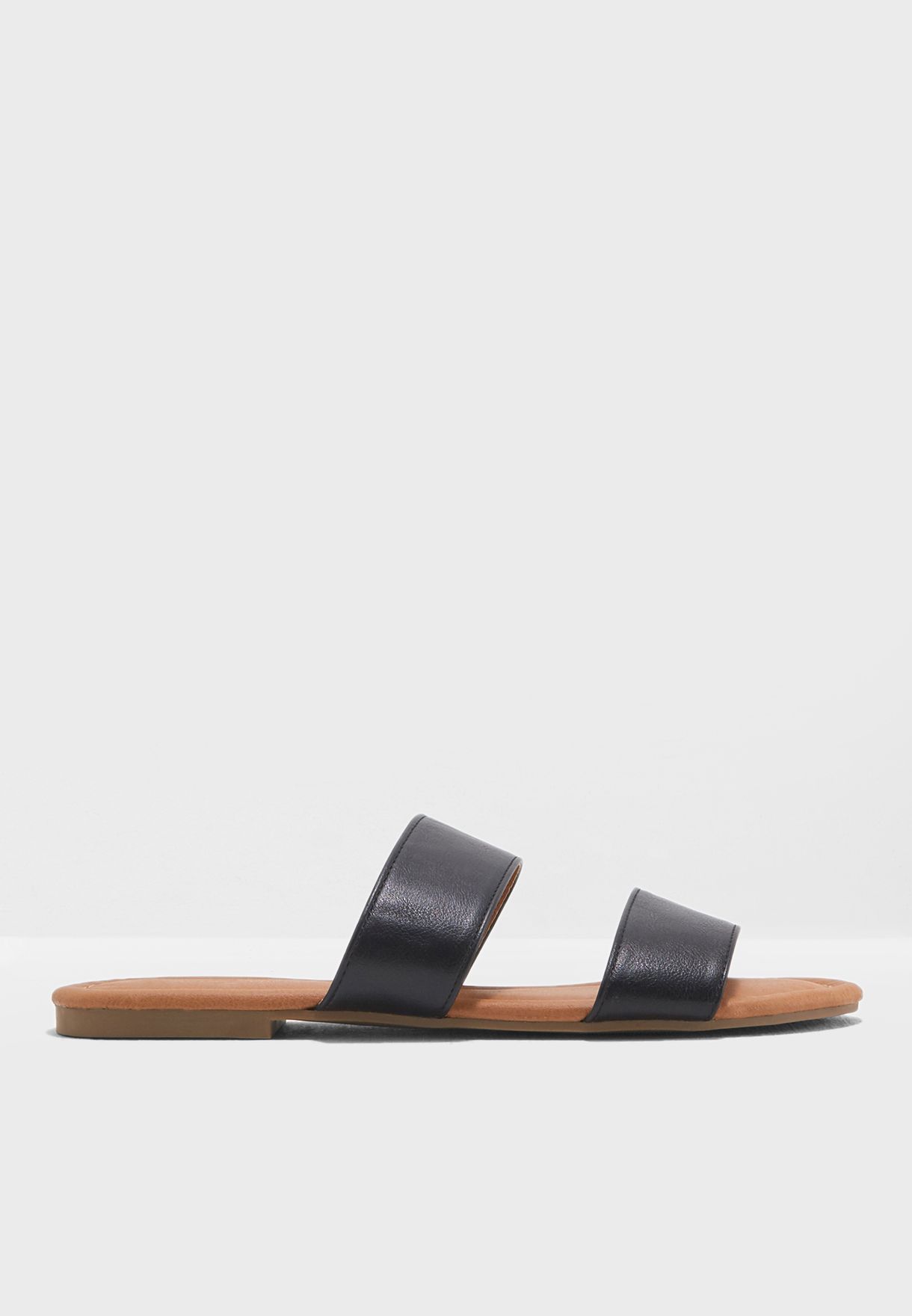 black double strap mules