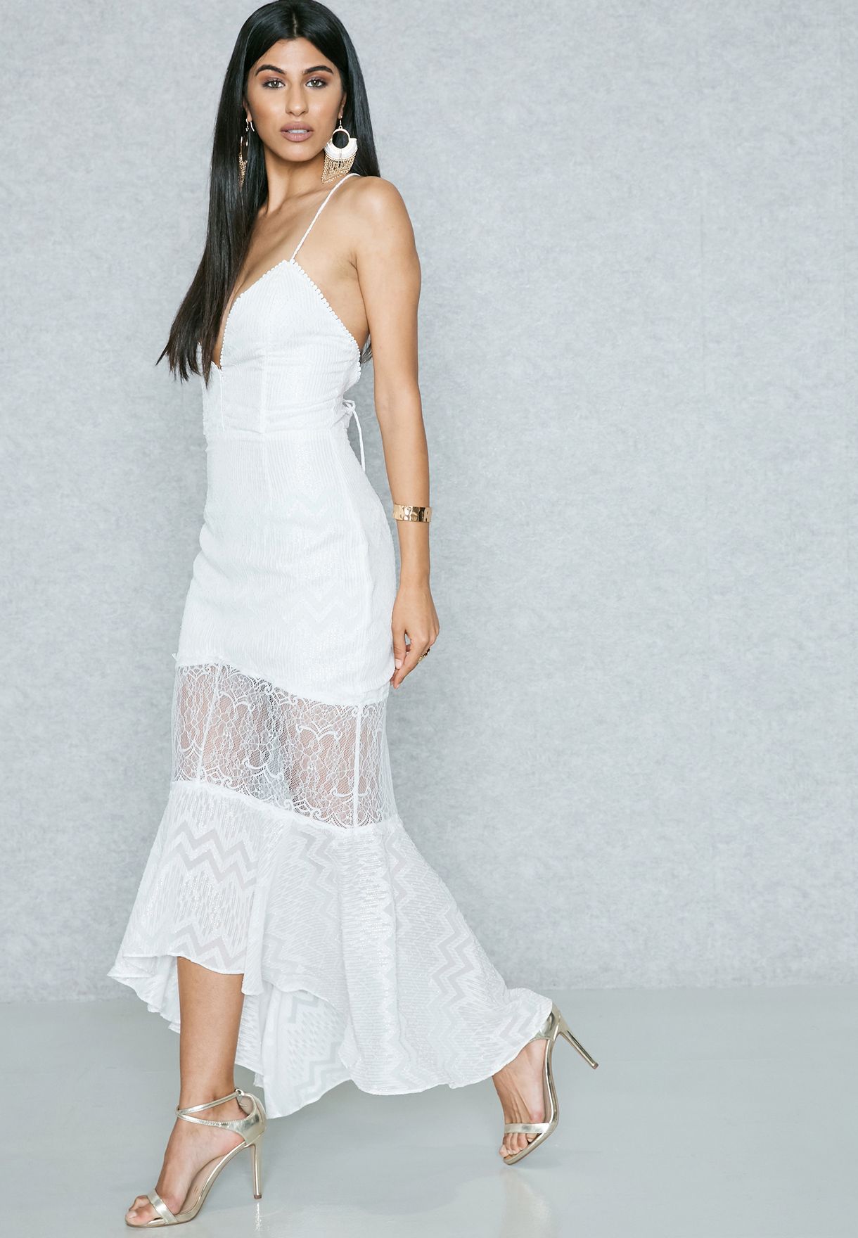 lace panel maxi dress