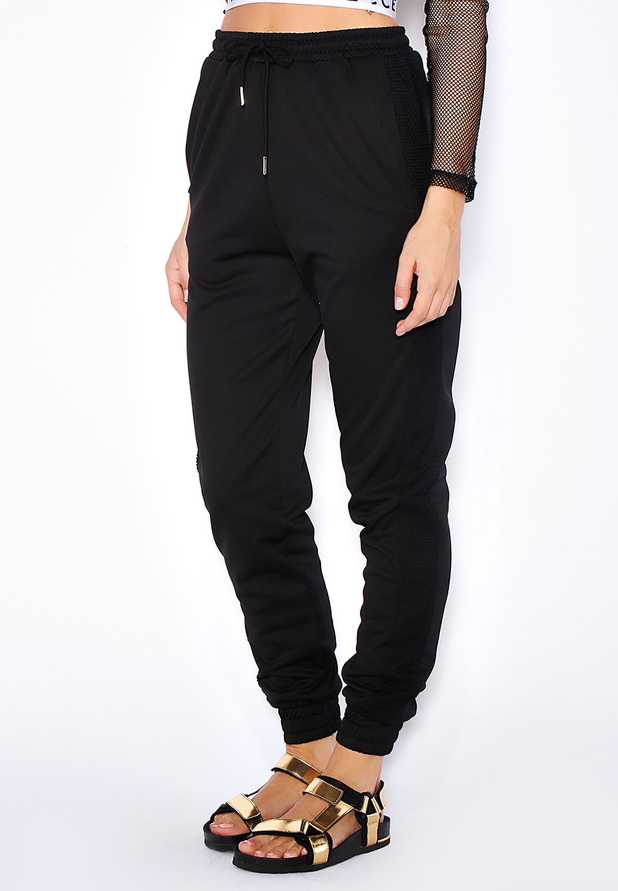 mesh panel joggers