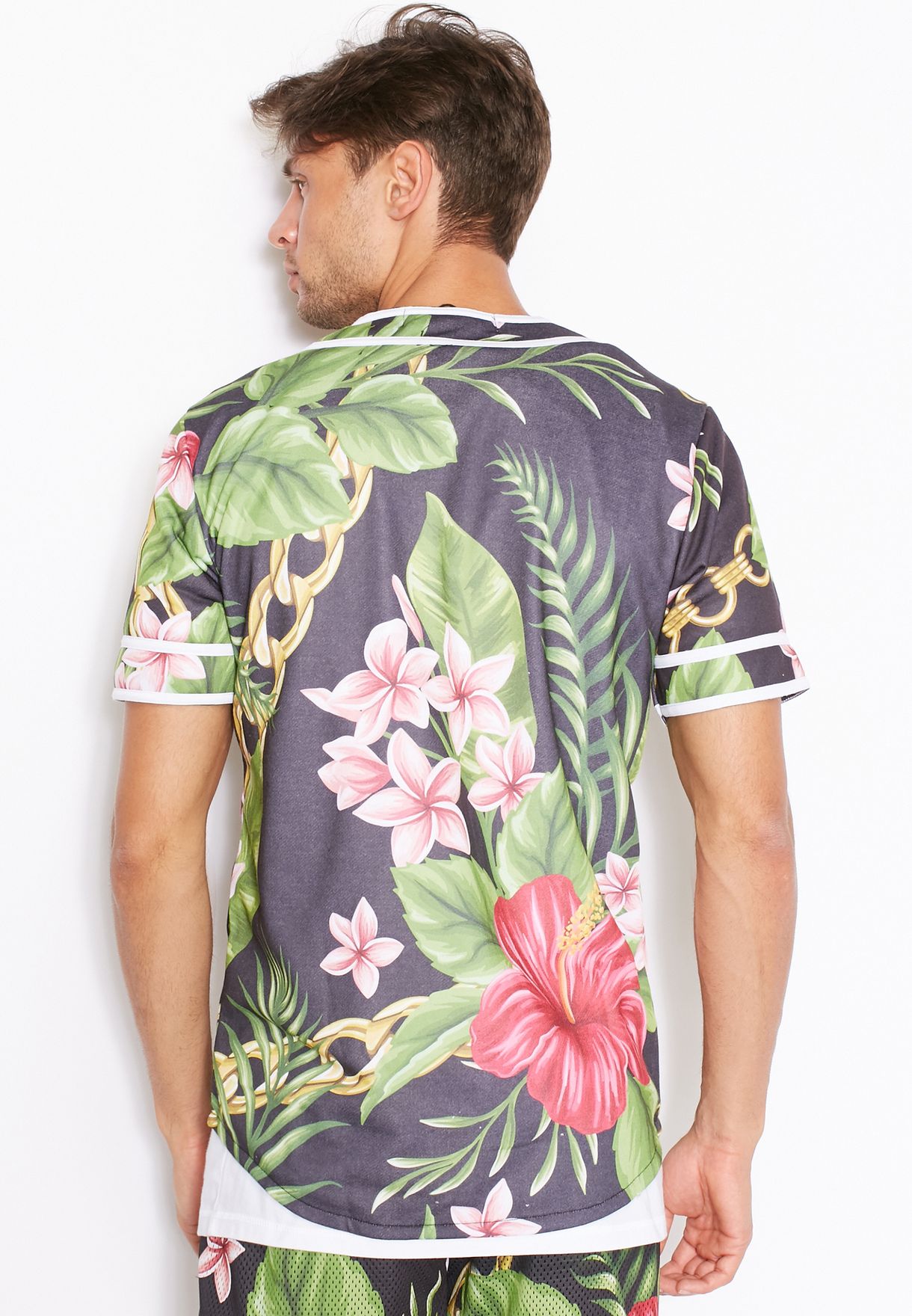 floral baseball shirt