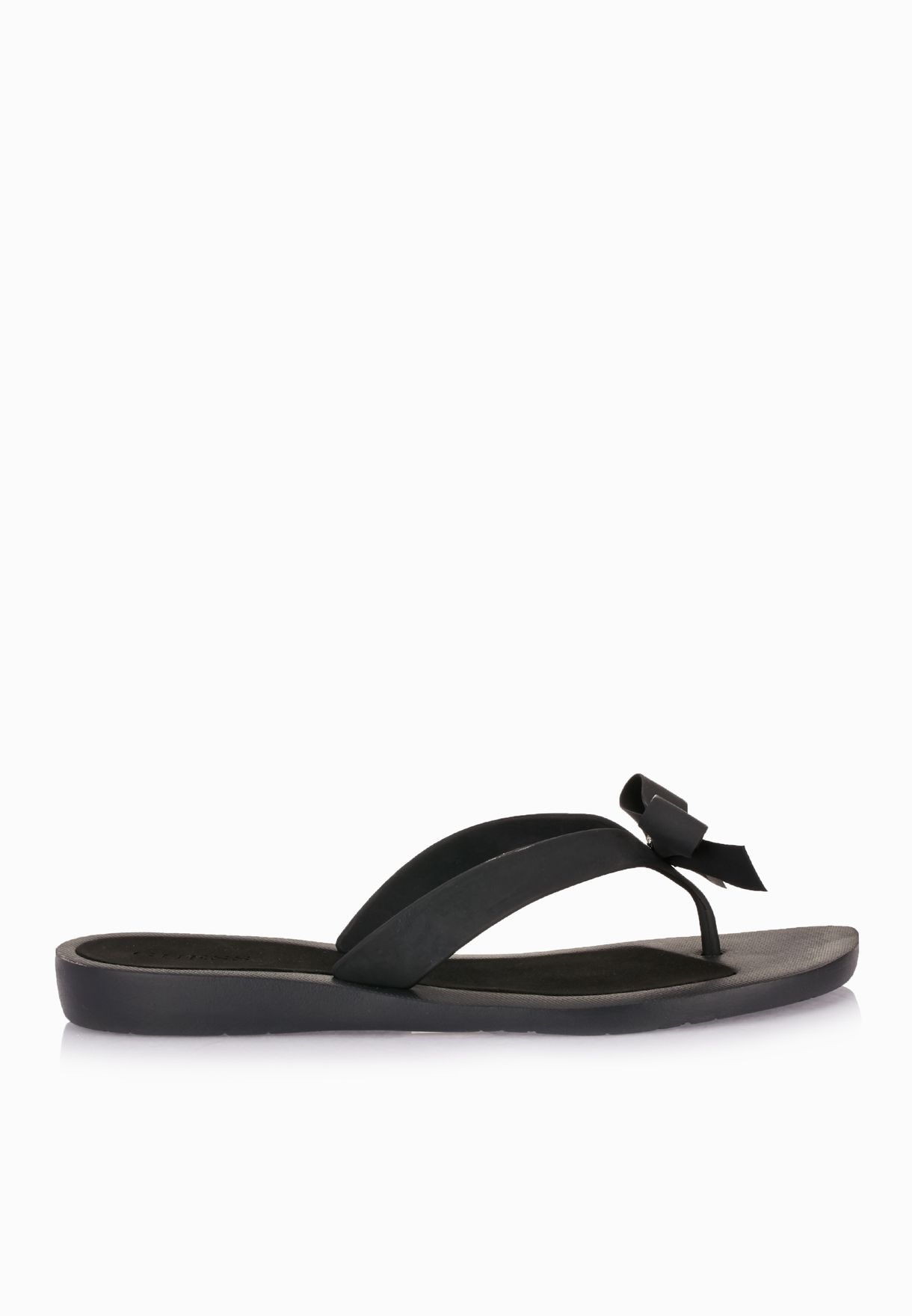 guess black flip flops with bow