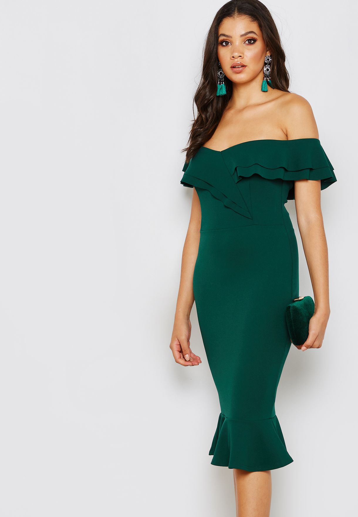 quiz green bardot dress