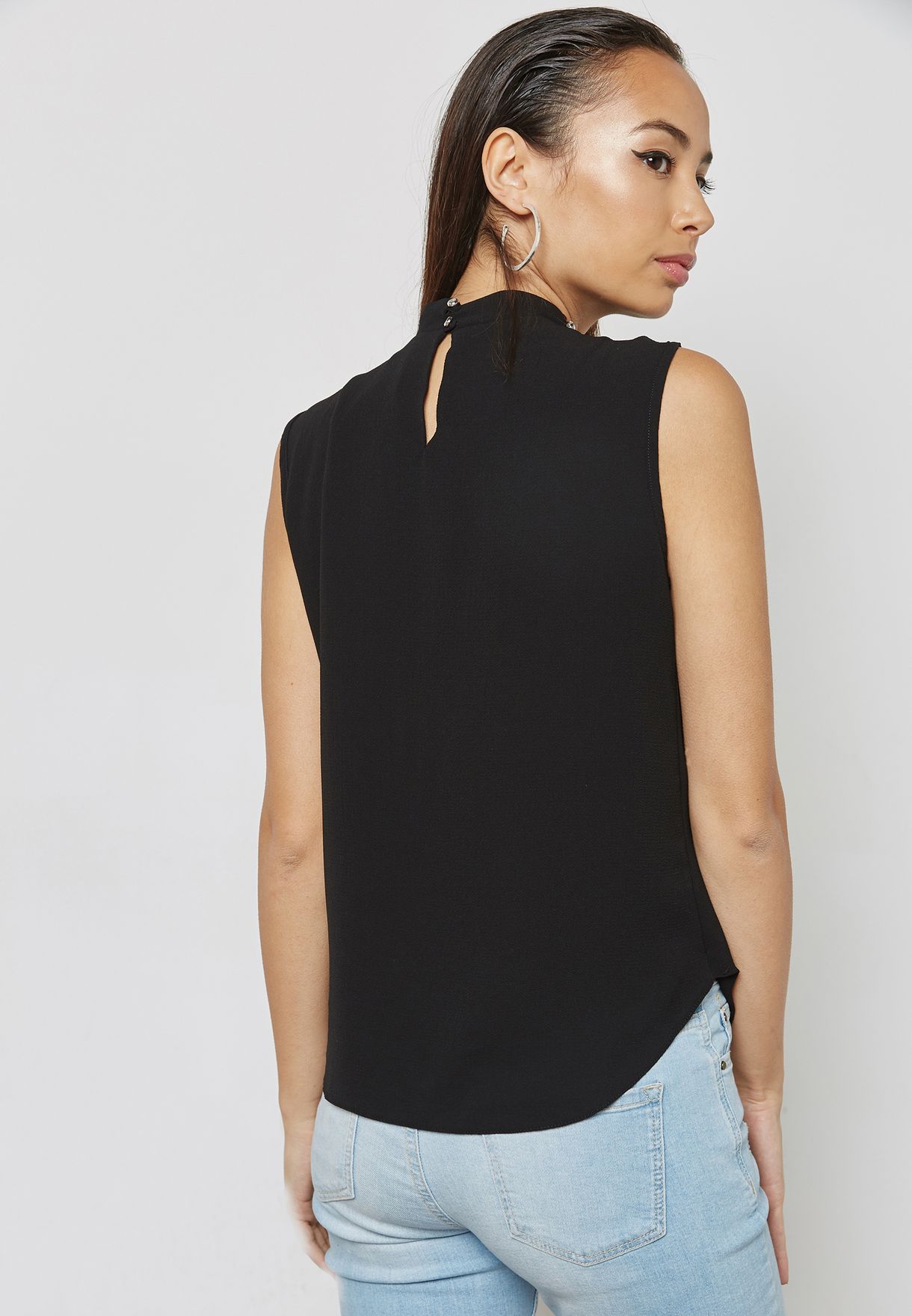 Buy Dorothy Perkins Petite black Embellished Choker Neck Top for Women ...