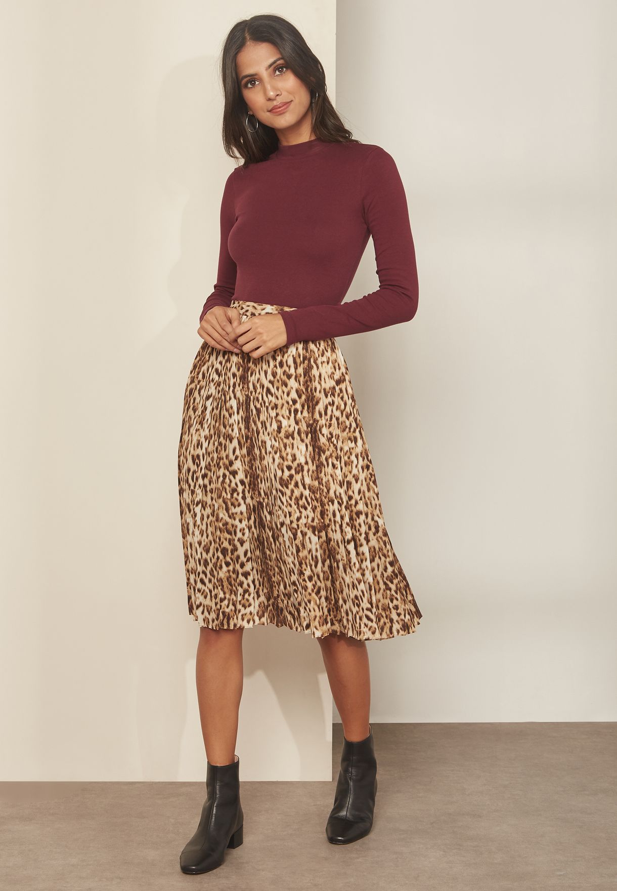 j crew pleated leopard midi skirt