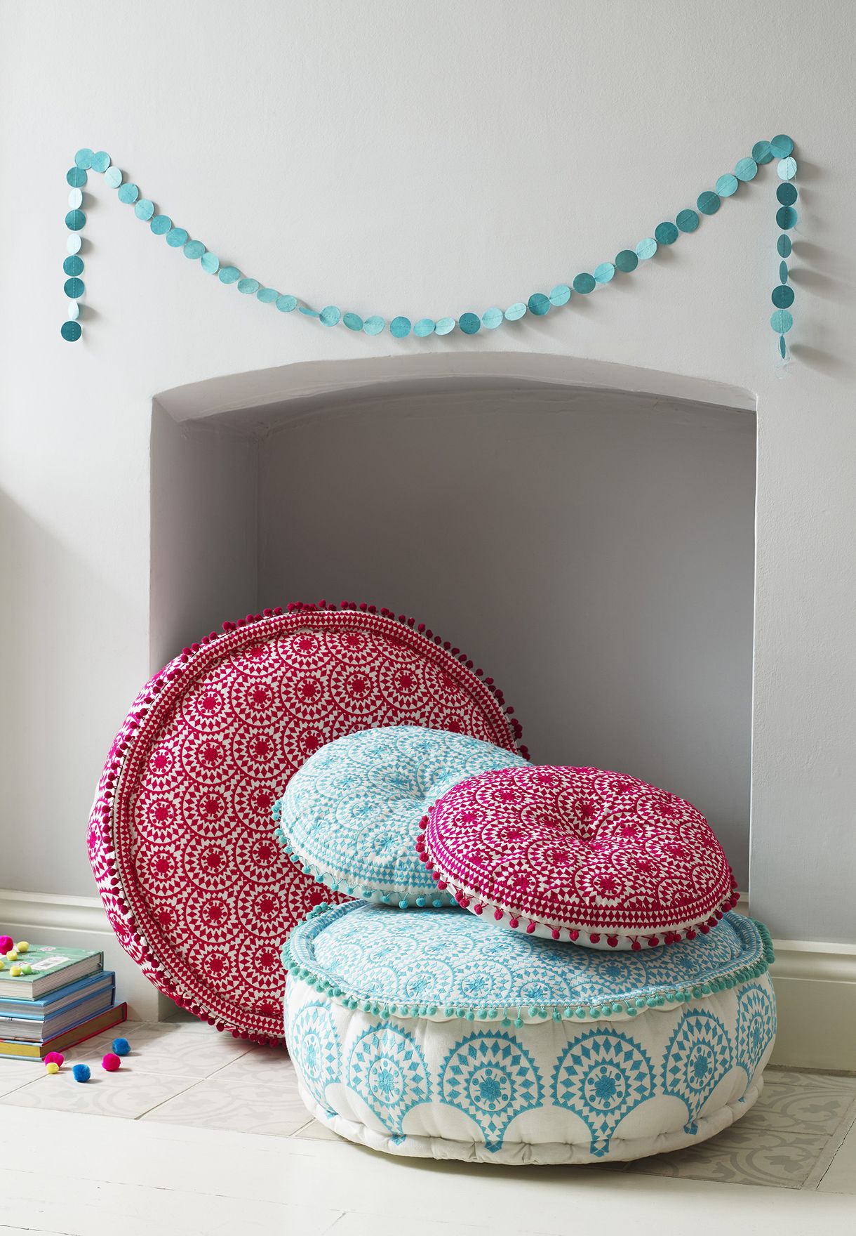 Round Casablanca Embroidered Cushion Insert Included