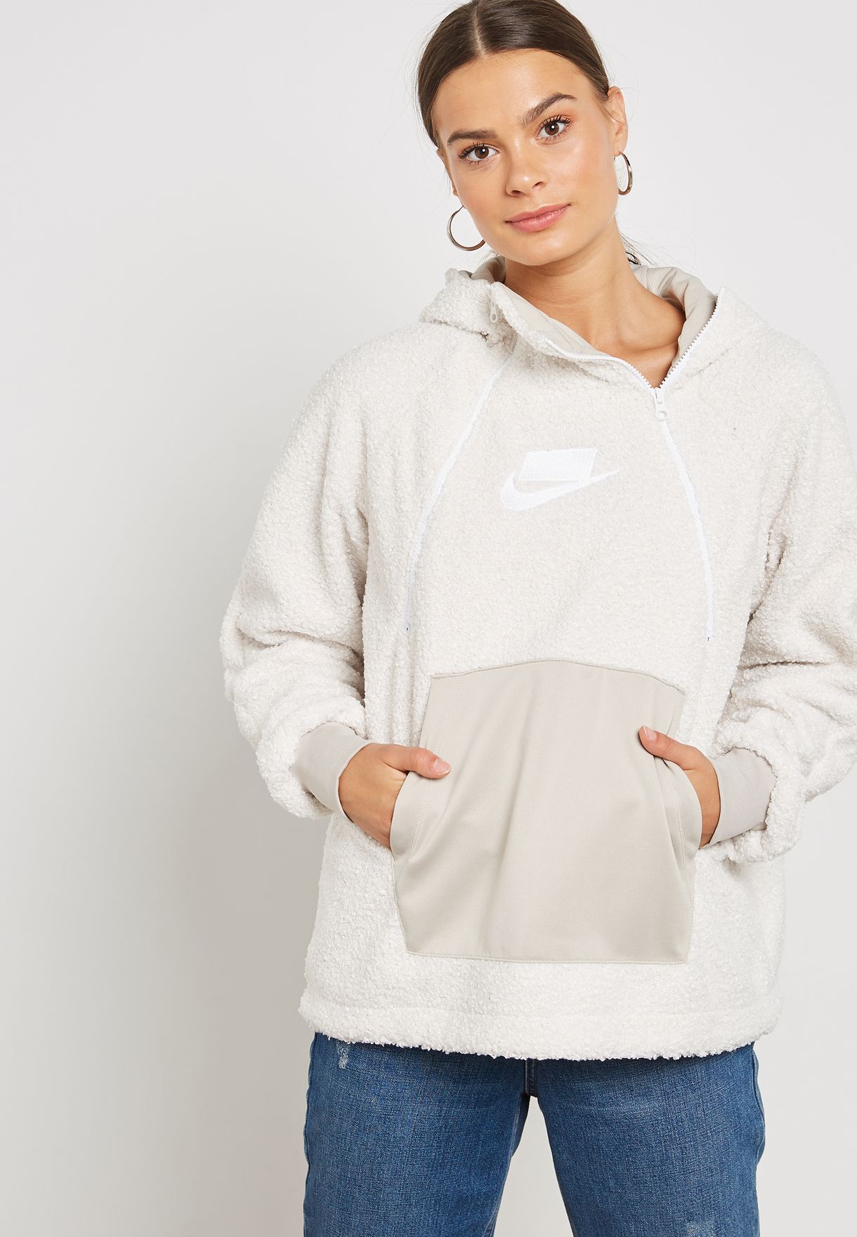Buy Nike white NSW Sherpa Hoodie for Women in MENA, Worldwide