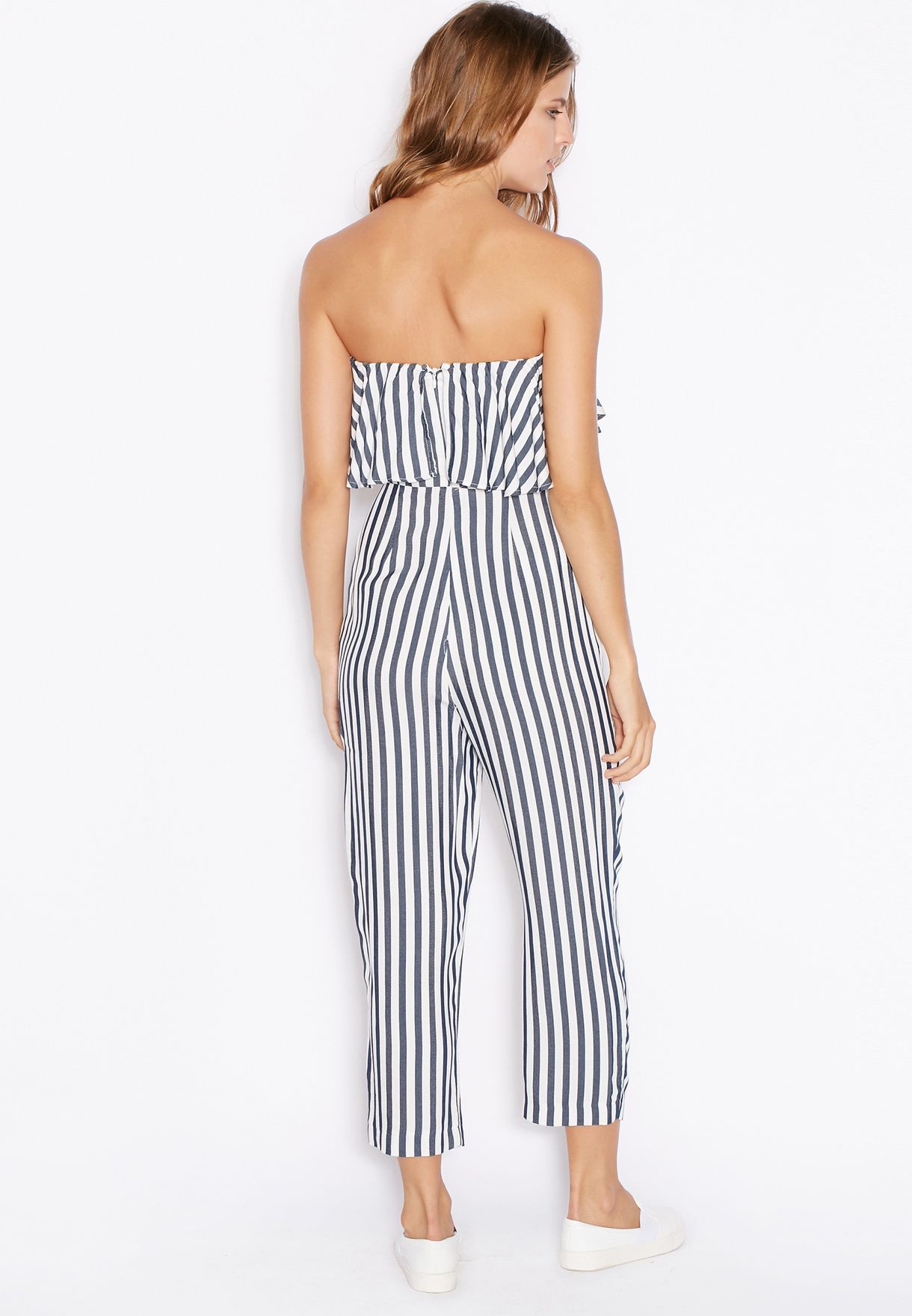 bardot striped jumpsuit