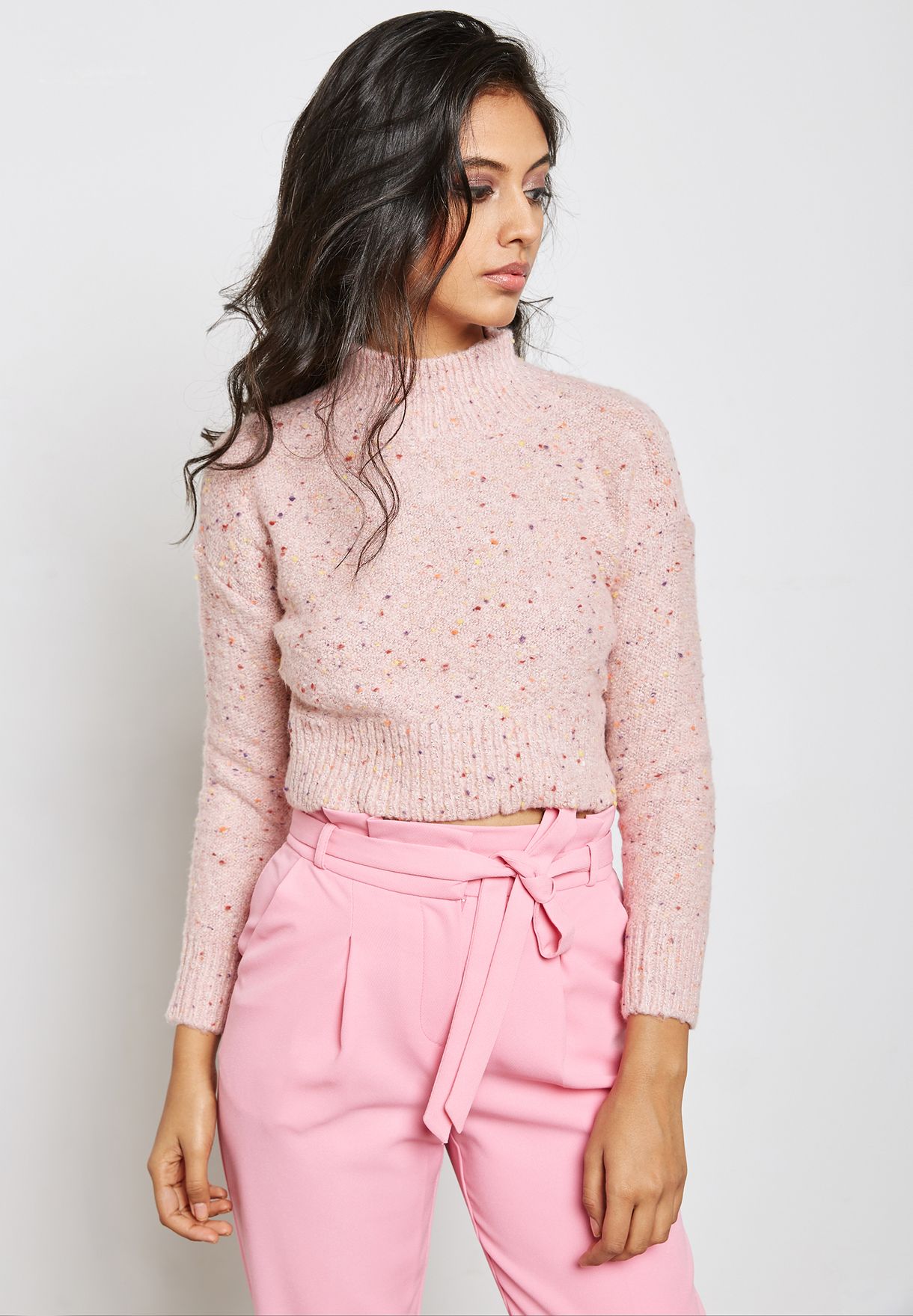 Buy Miss Selfridge Petite multicolor High Neck Cropped Sweater for Women in  MENA, Worldwide