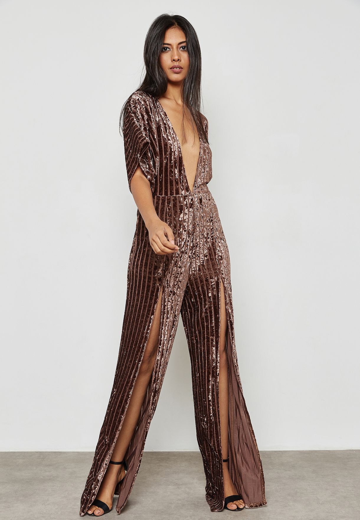 velvet plunge jumpsuit