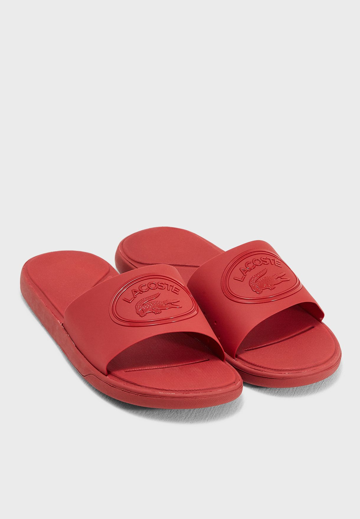 lacoste flip flops red