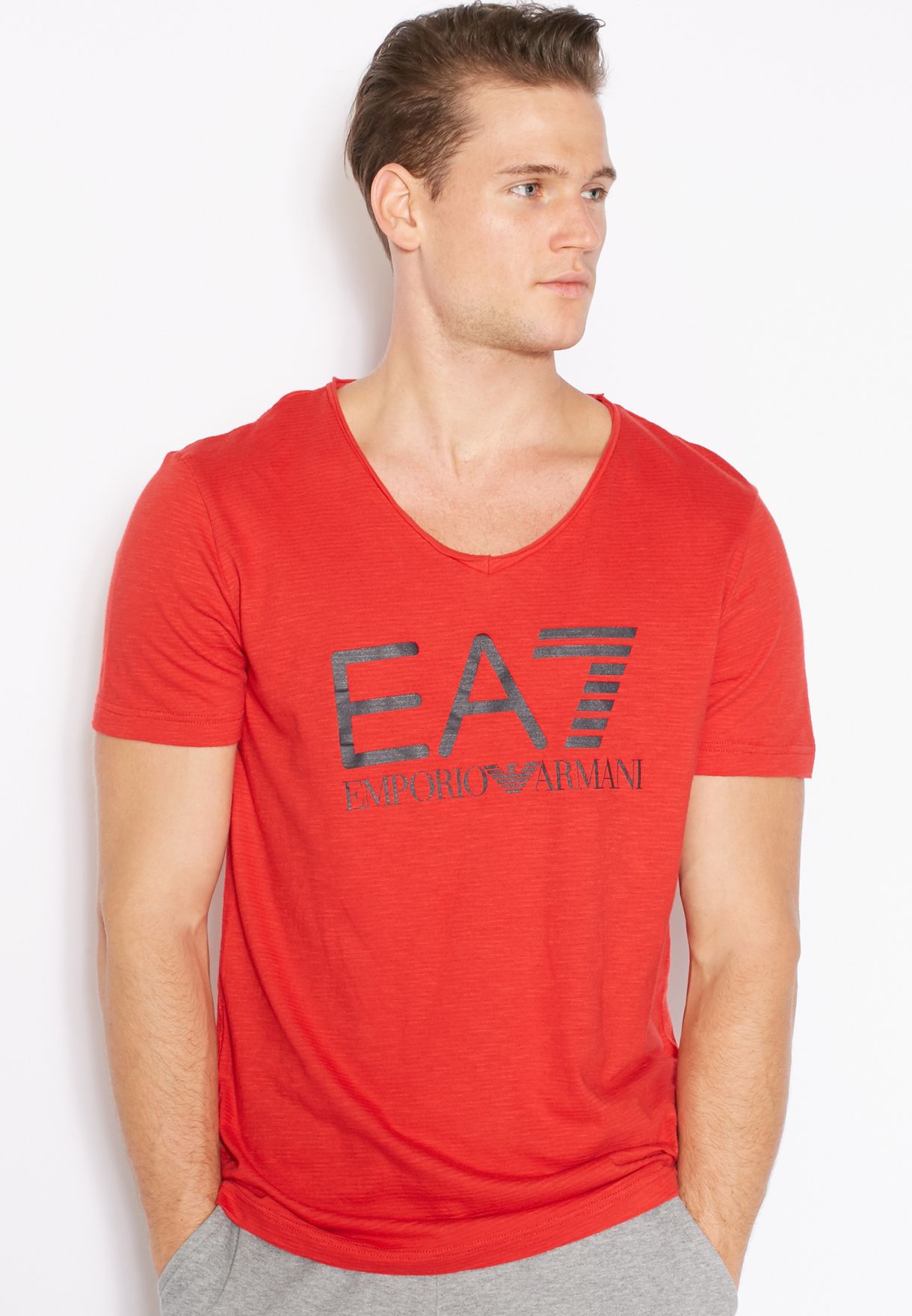 Buy Ea7 Emporio Armani red Logo T-Shirt for Men in Manama, Riffa