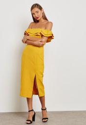 topshop yellow bardot dress