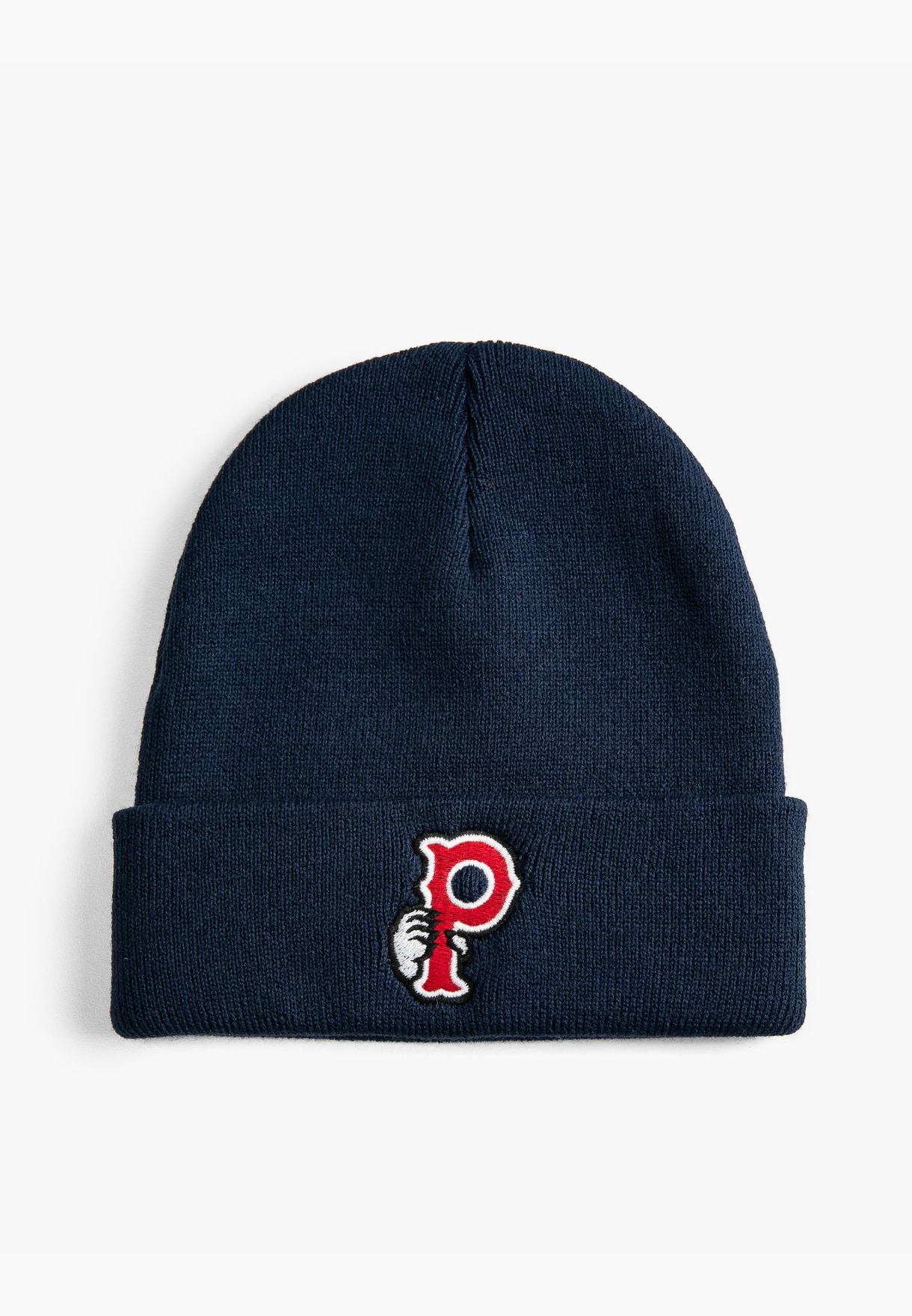 Basic College Beanie Embroidered Folded Detailed