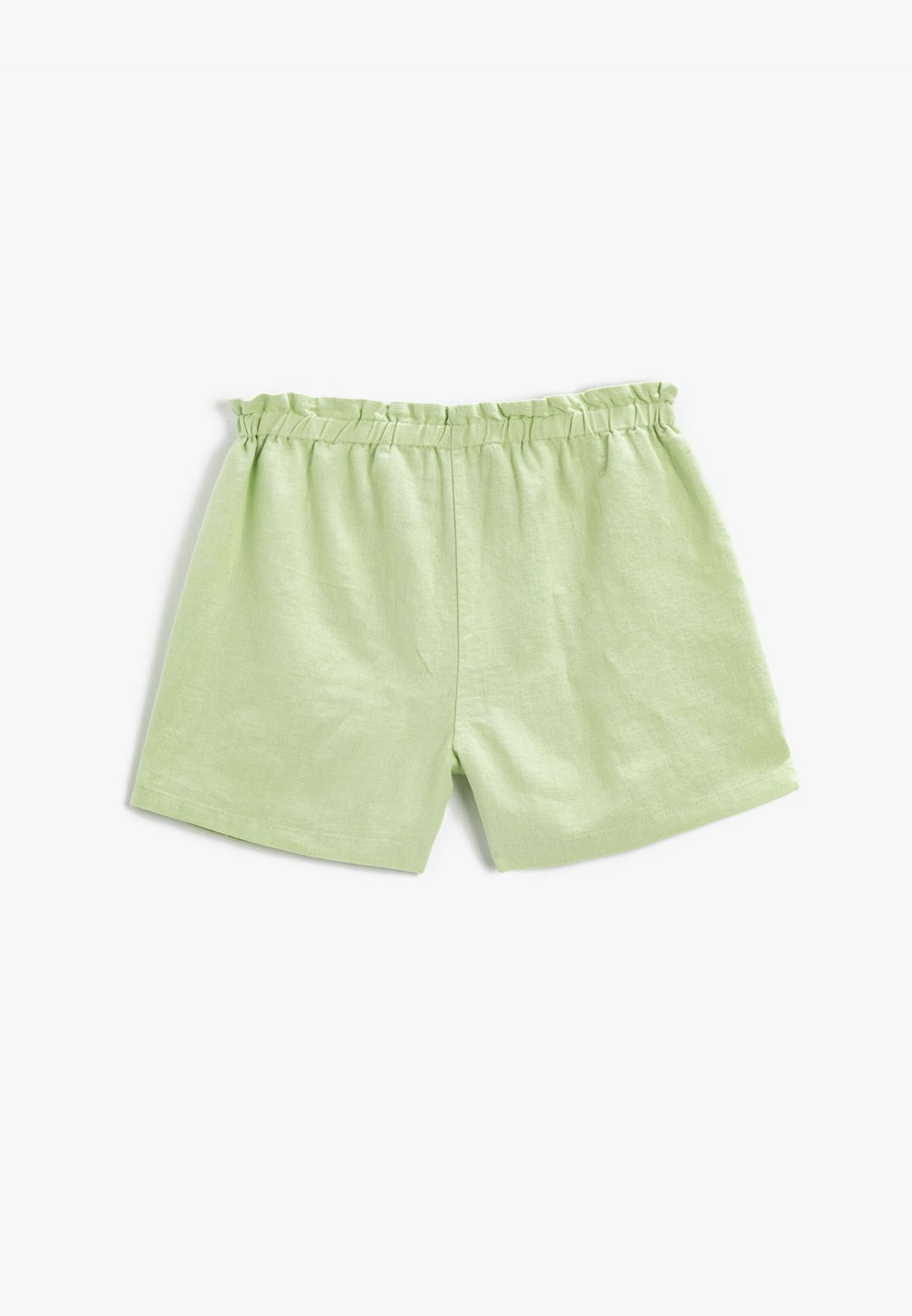 Linen Blend Pocket Shorts Elastic Waist